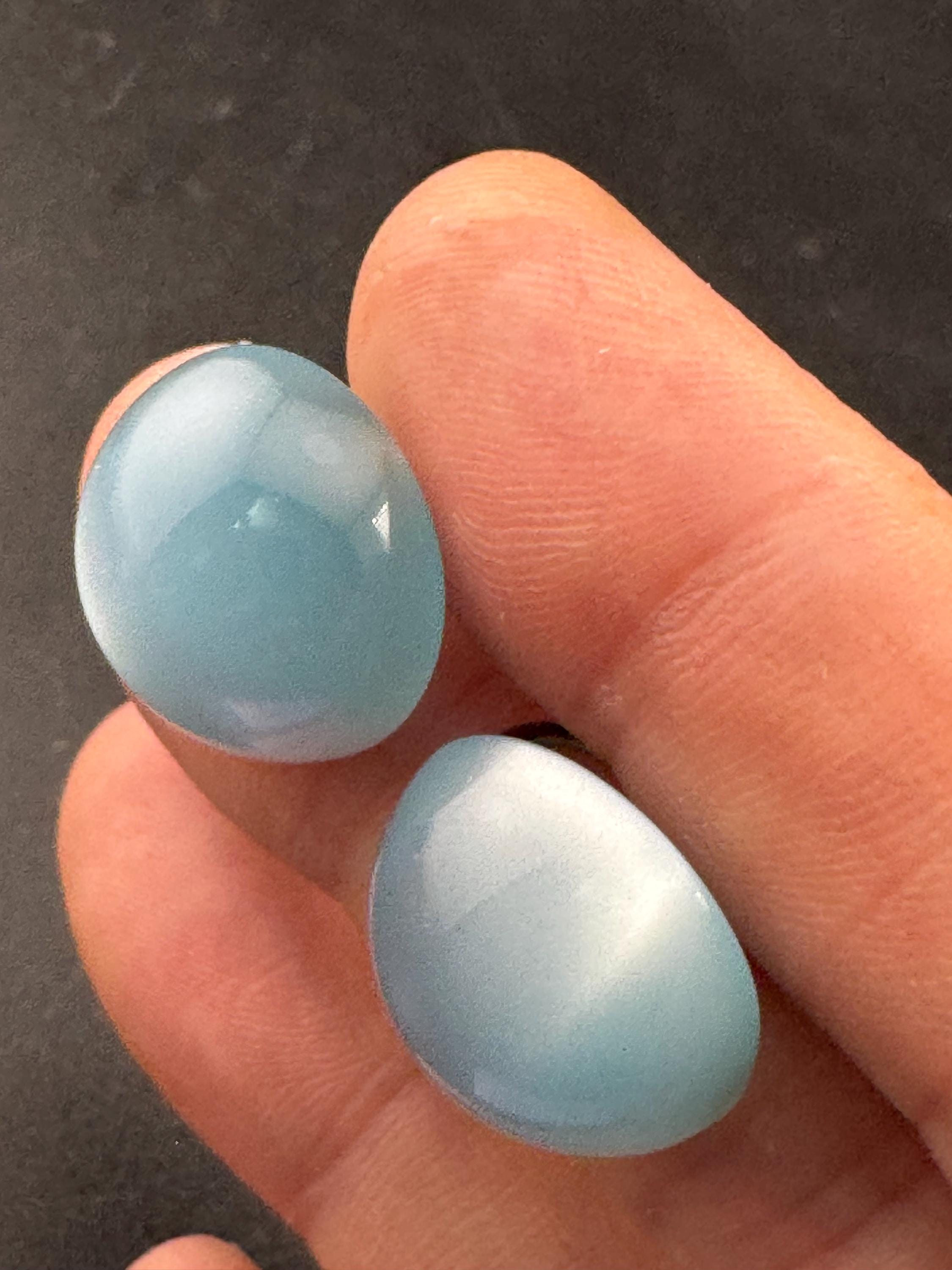 Vintage 2cm round light blue plastic button clip on stud earrings 1960s, screw back