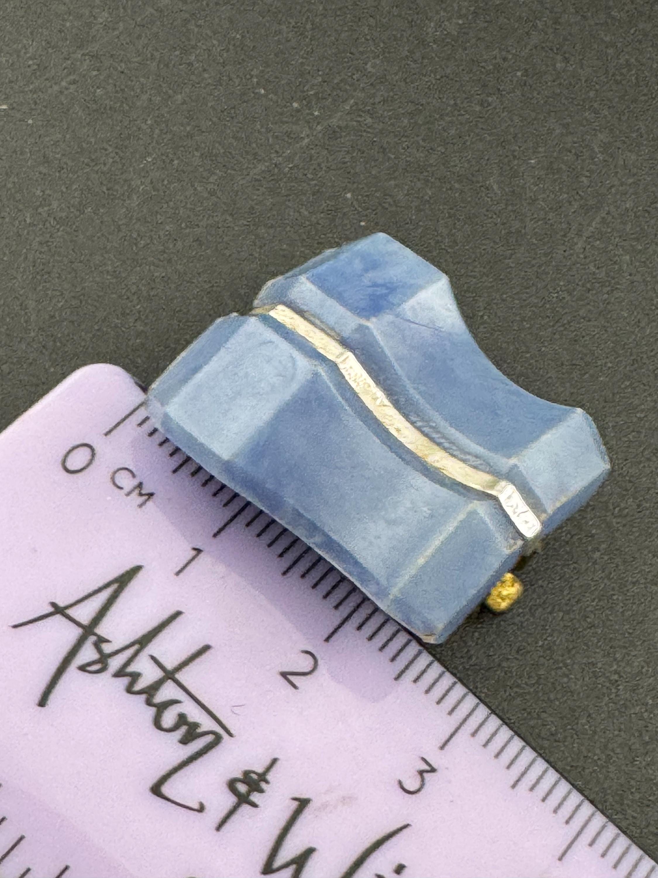 Vintage 2.5cm rectangular light blue early plastic silver stripe clip on stud earrings 1950s