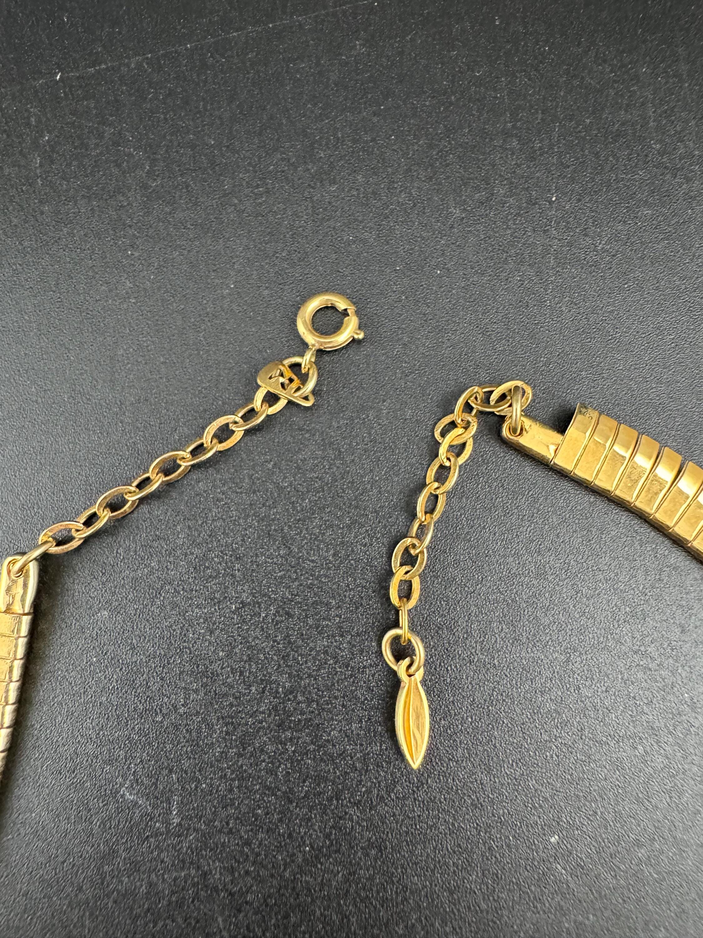 retro gold tone 12mm wide link omega choker collar necklace, Egyptian revival style
