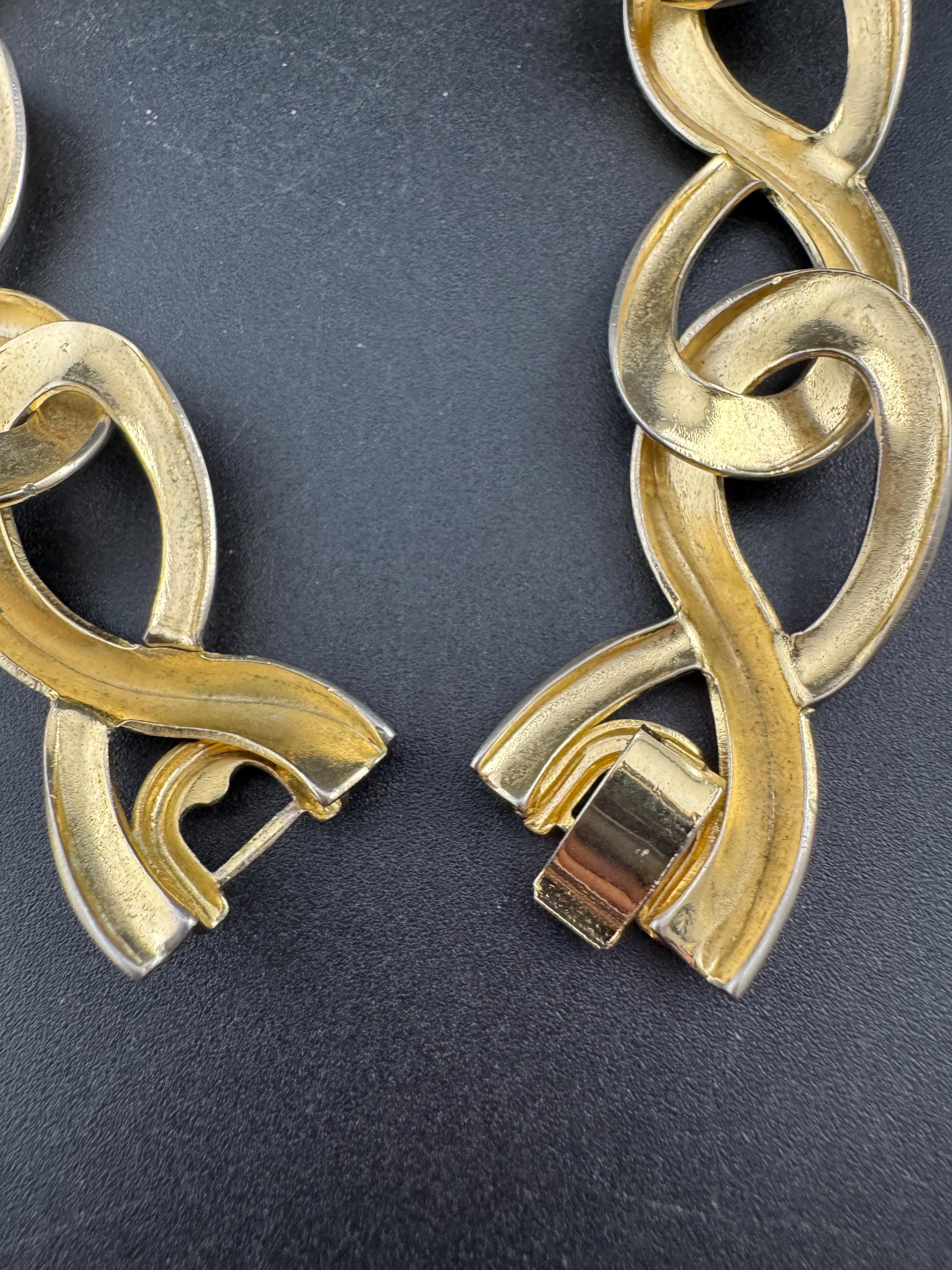 80s retro gold tone wide link collar choker necklace curb chain link 46cm