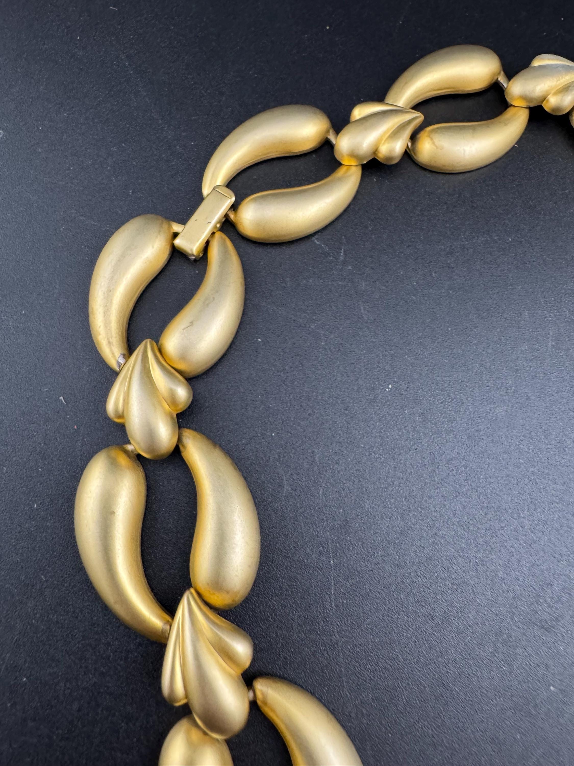 Retro Matt yellow gold tone chunky chain collar necklace 46cm