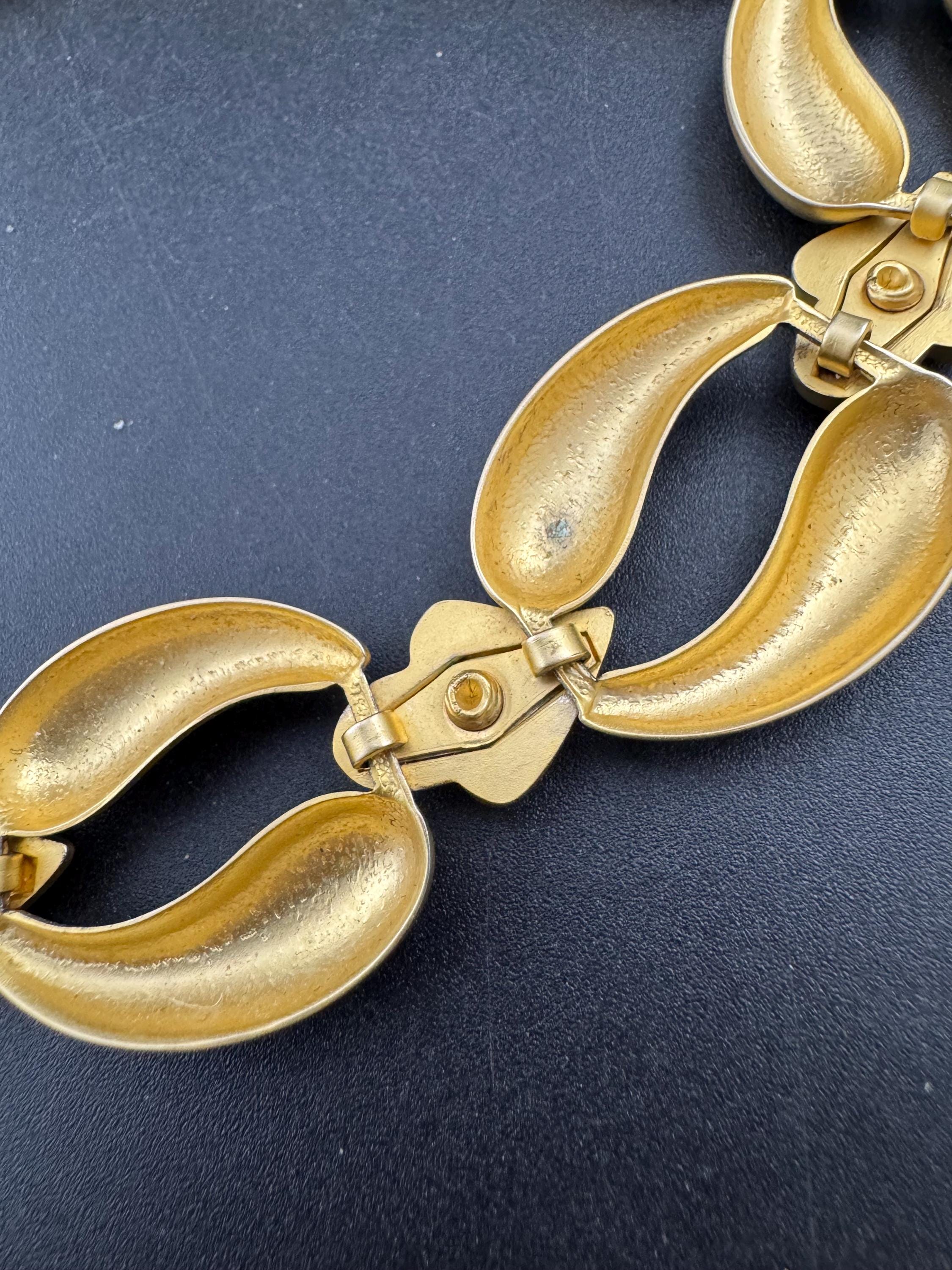 Retro Matt yellow gold tone chunky chain collar necklace 46cm