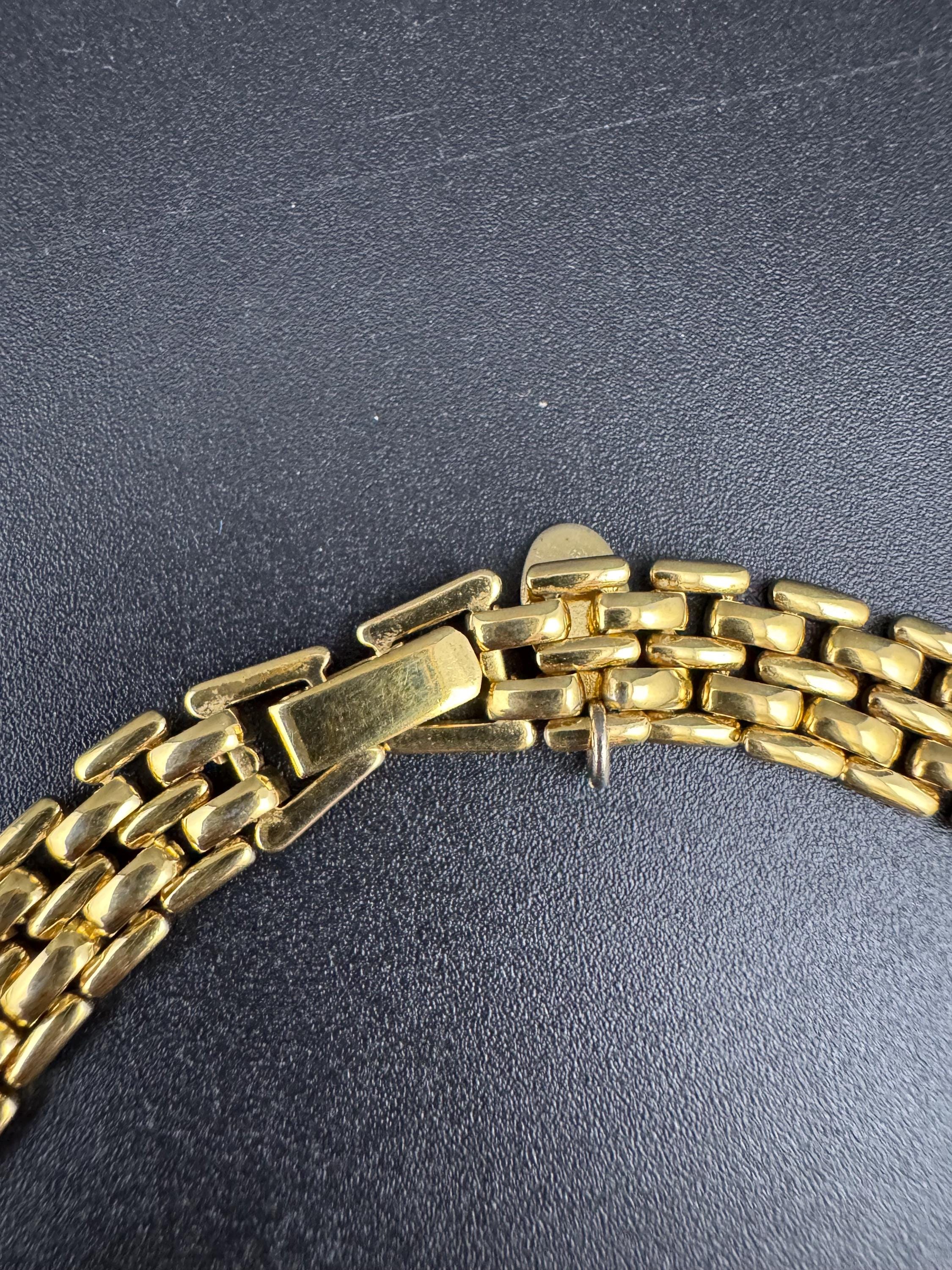 Signed SOLIEL 1980s brick panther link gold tone choker necklace 46cm