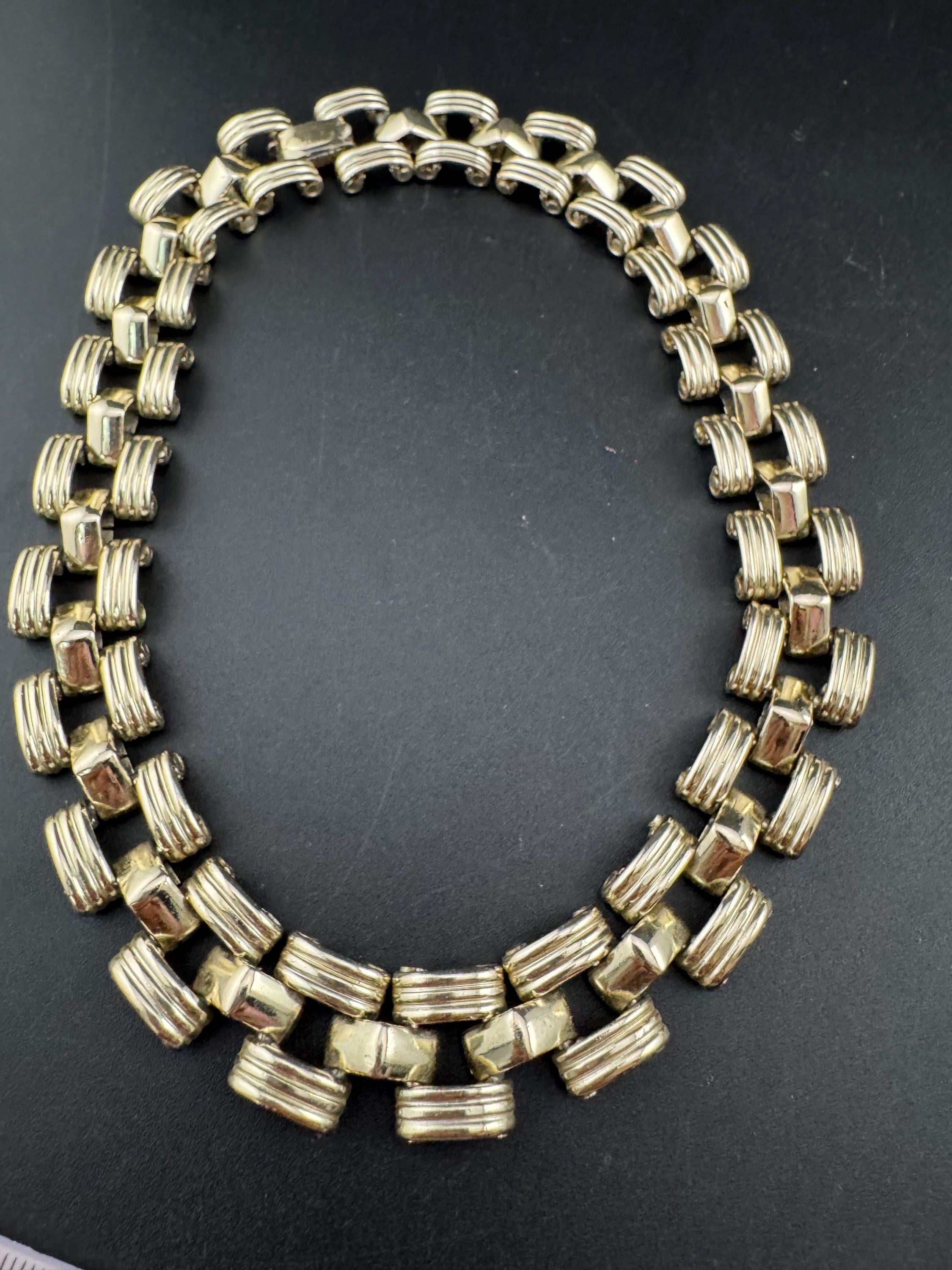 Vintage Petra Egyptian Revival Choker: Gold Tone Wide Panel Necklace