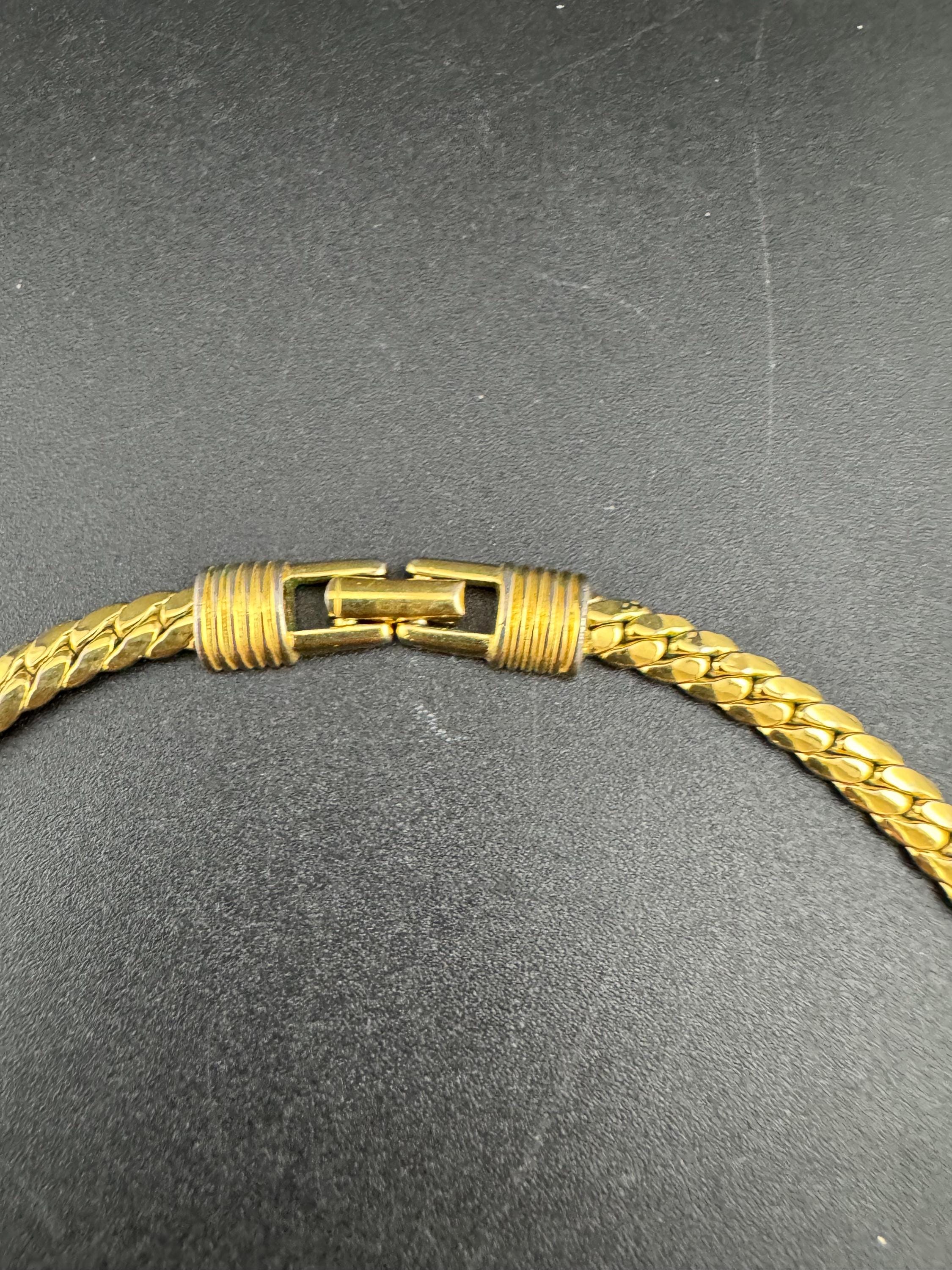 1980s Diamanté Choker Necklace: Vintage Crystal Panel, Gold Tone