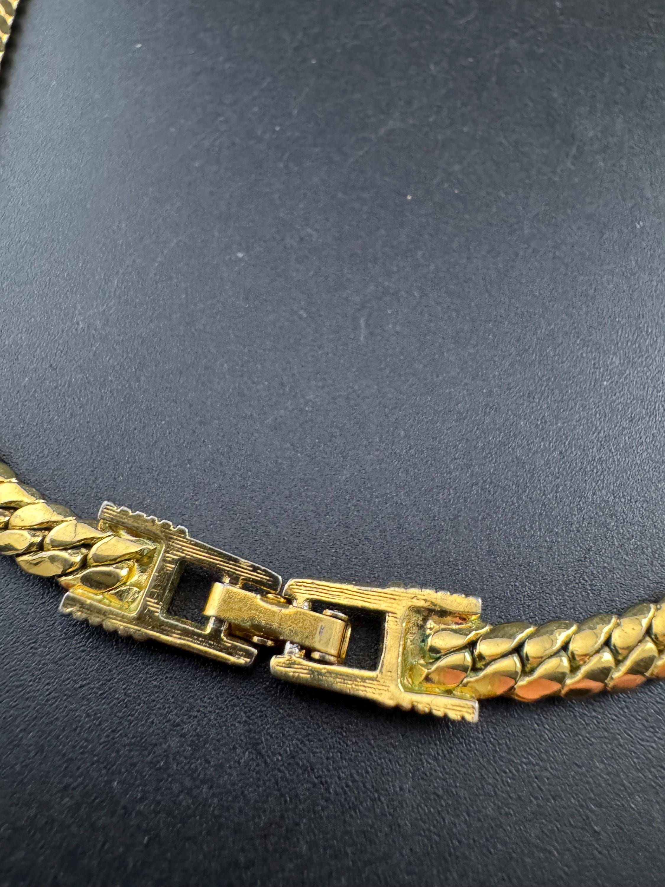 1980s Diamanté Choker Necklace: Vintage Crystal Panel, Gold Tone