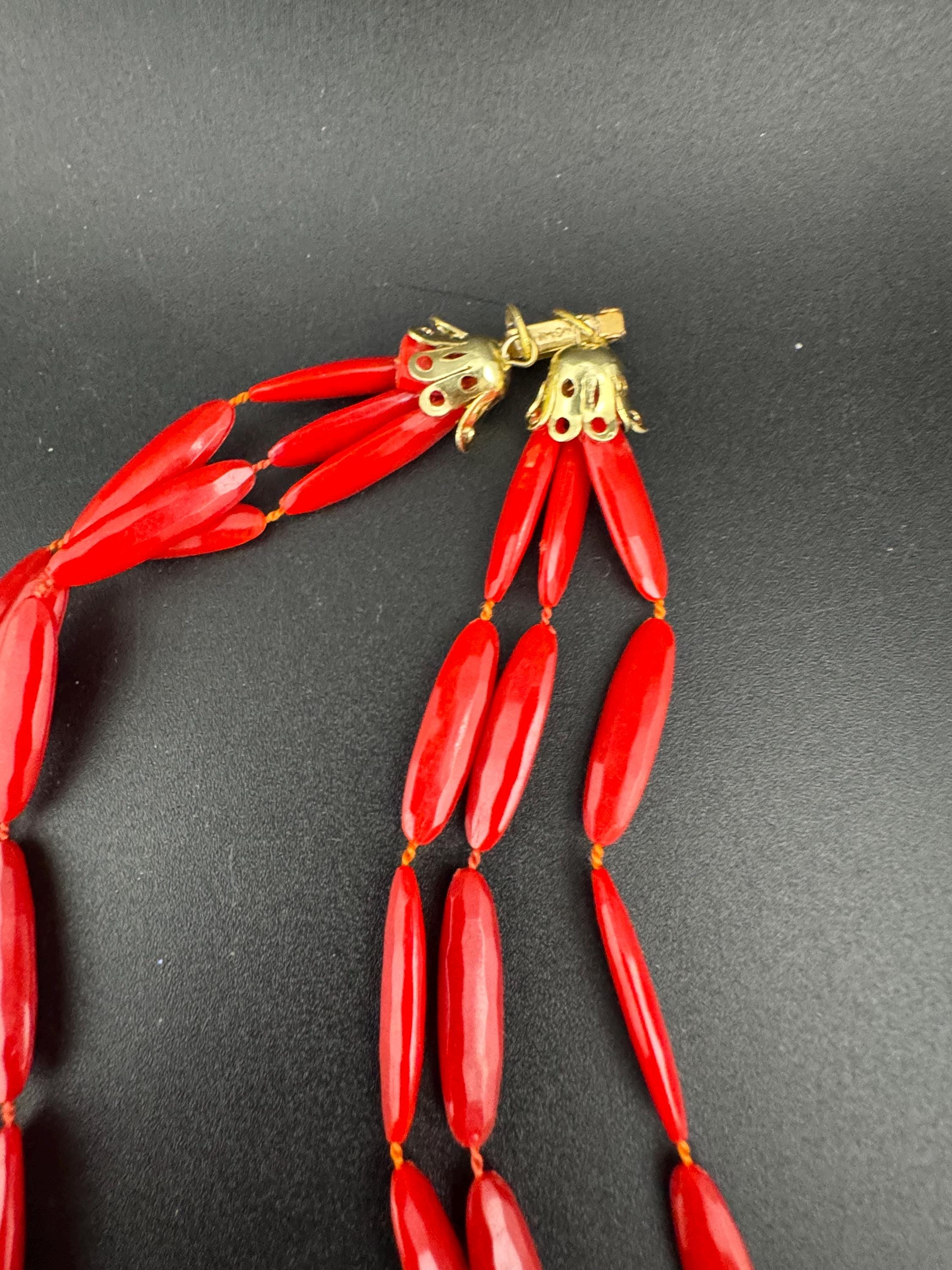 Vintage 125cm bright red plastic flapper length Multistrand beaded long gatsby flapper necklace beads