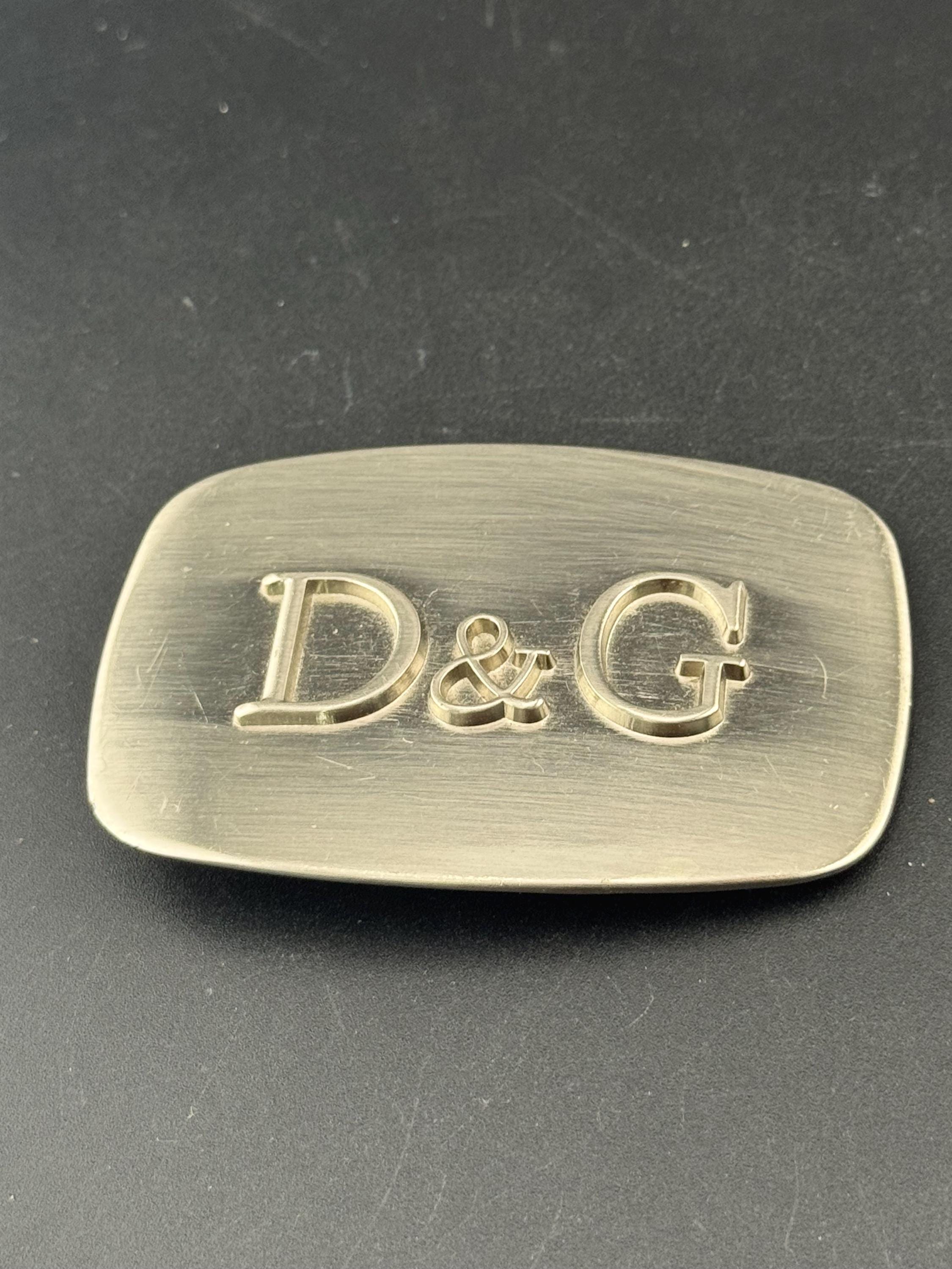 vintage men’s designer D&G dolce and gabanna silver tone steel belt buckle