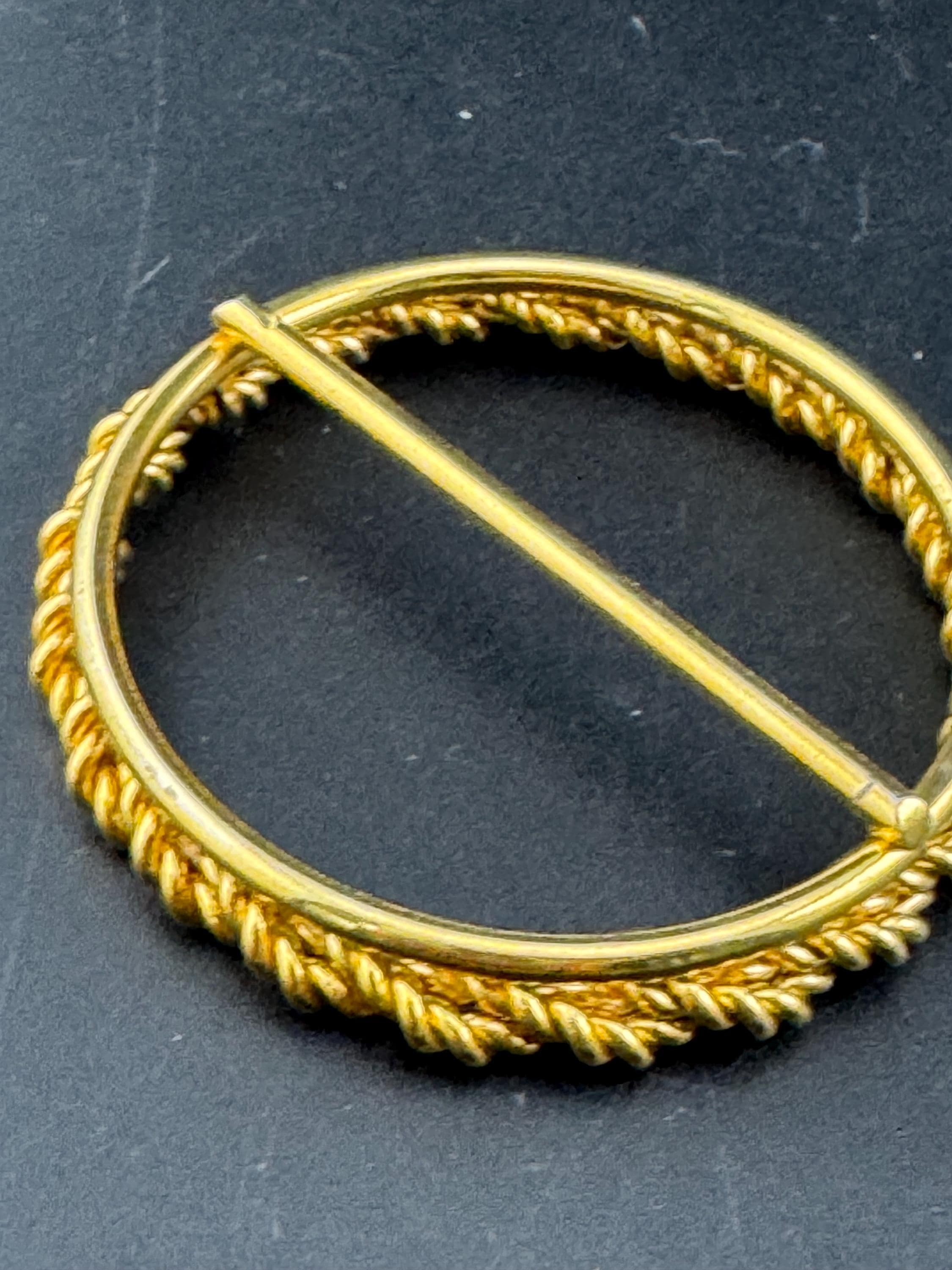 vintage gold tone nautical rope twist 6cm round ladies belt buckle, dressmaking sewing haberdashery