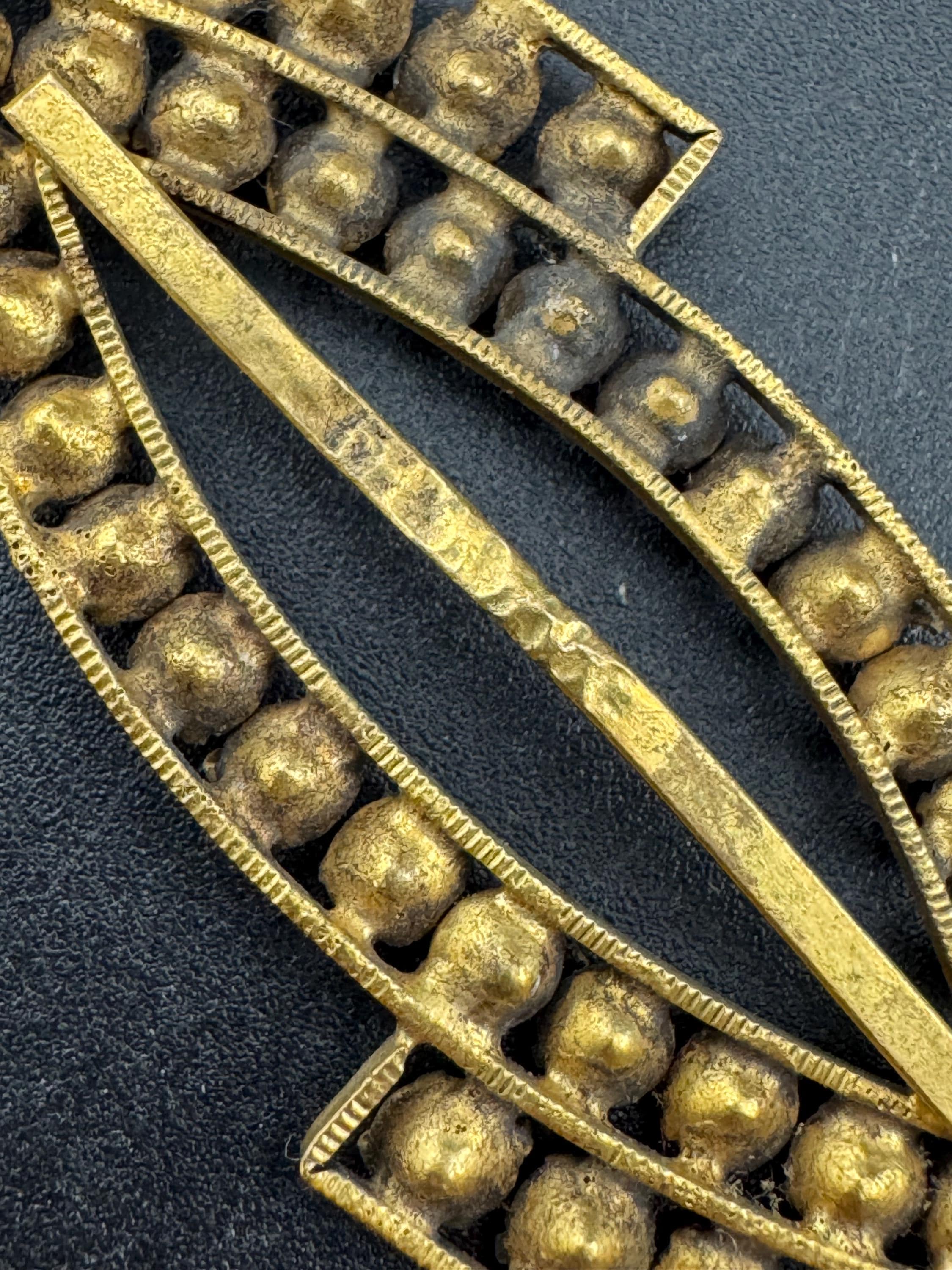 Vintage Czech Diamante Belt Buckle: Gold Tone Rhinestone Sash Adornment