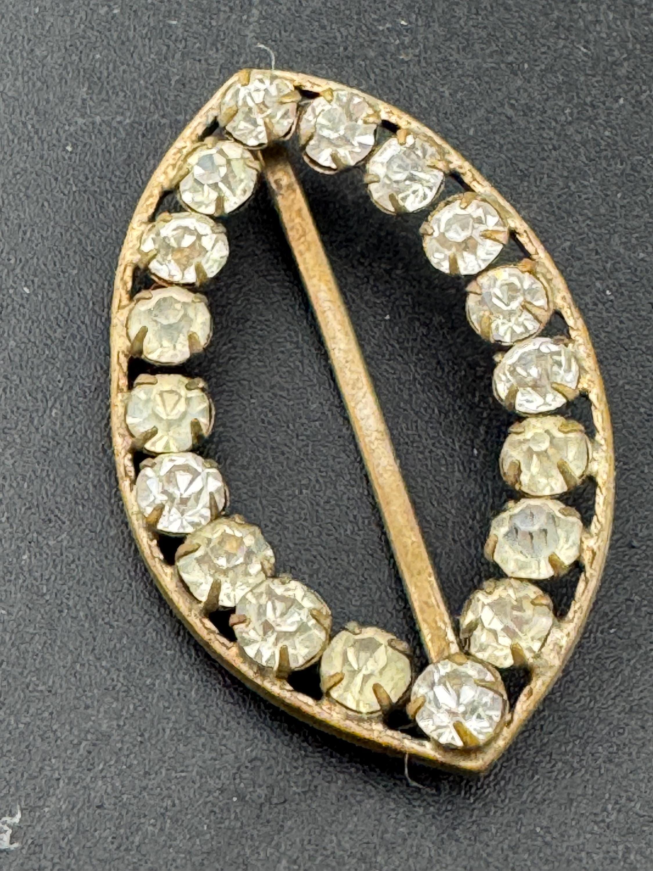 Vintage Czech Diamante Belt Buckle: Gold Tone Rhinestone Wedding Sash