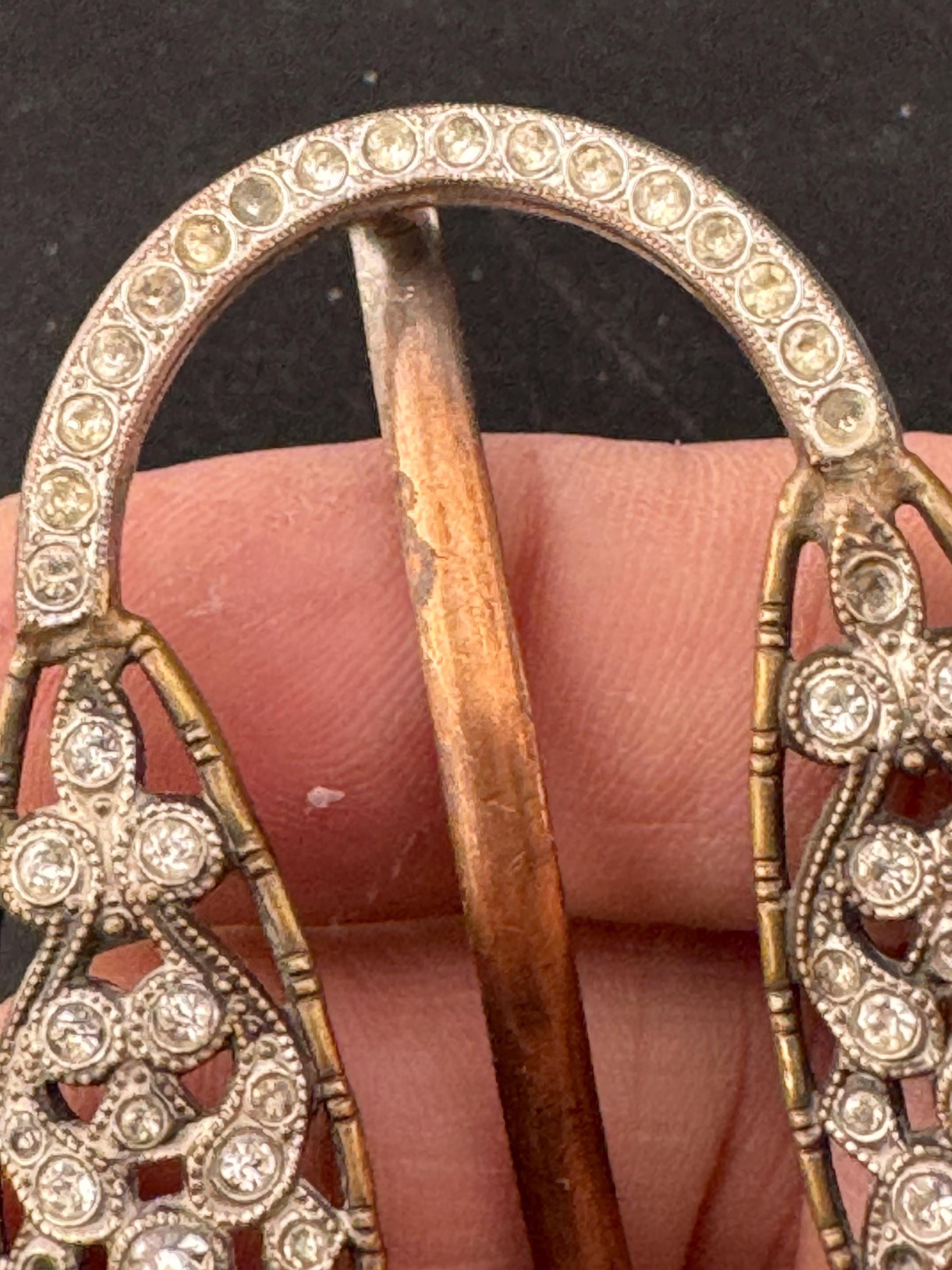 Vintage Czech Gold Tone Diamante Belt Buckle: Rhinestone Wedding Adornment