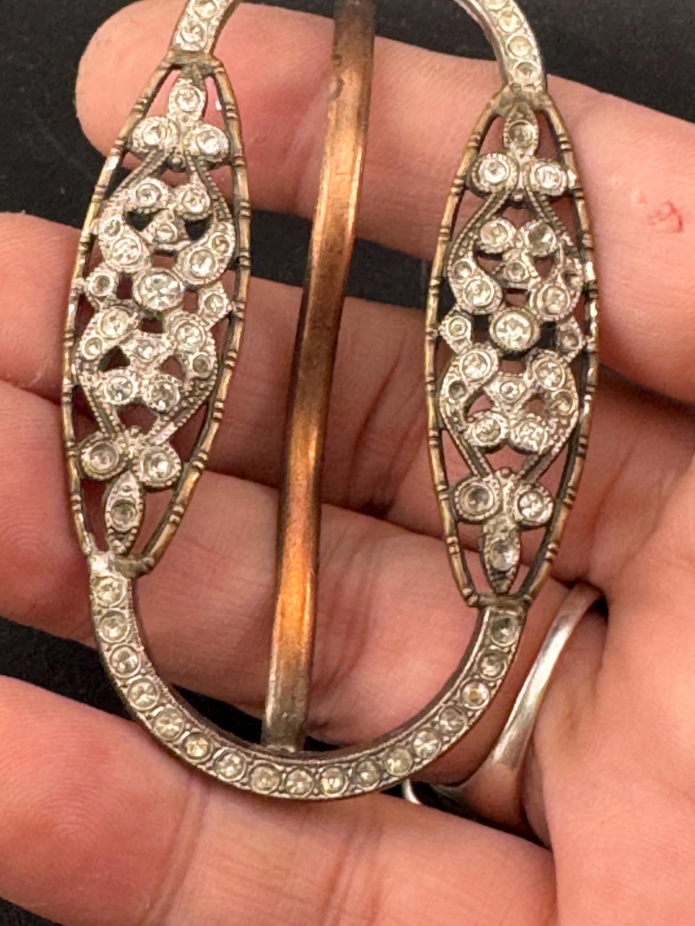 Vintage Czech Gold Tone Diamante Belt Buckle: Rhinestone Wedding Adornment