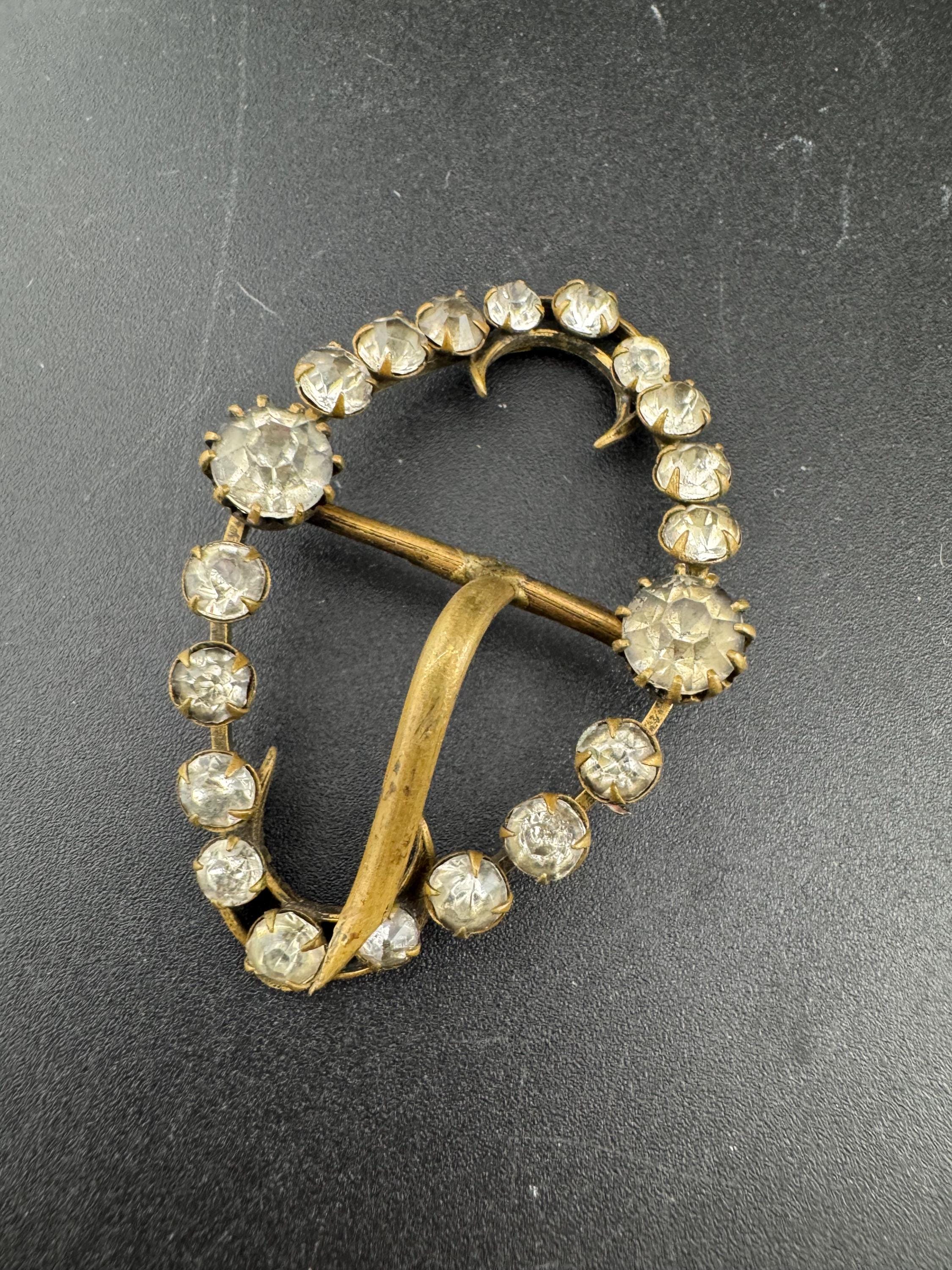 6cm vintage oval Clear Glass Diamanté Belt Buckle one prong