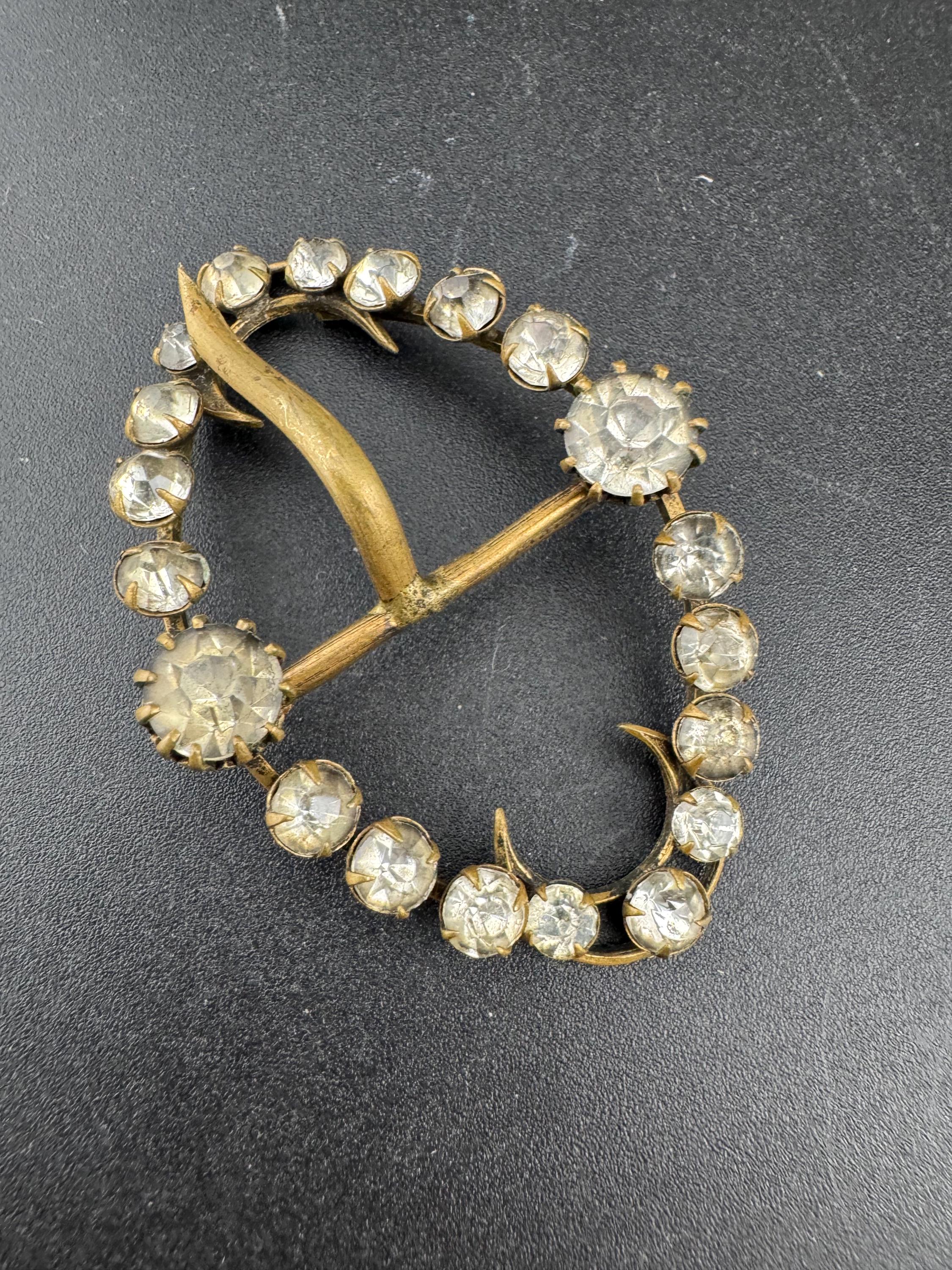 6cm vintage oval Clear Glass Diamanté Belt Buckle one prong