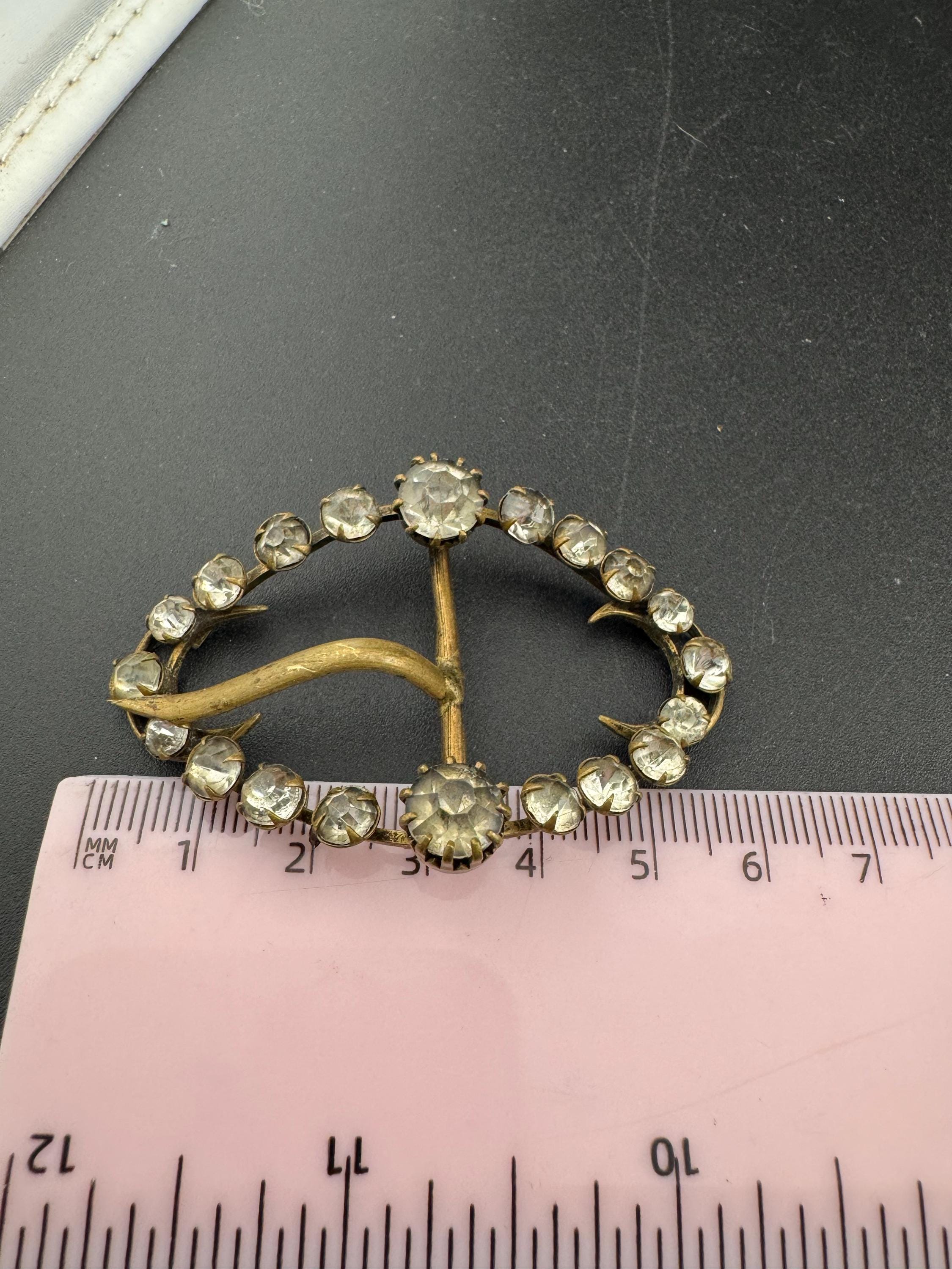 6cm vintage oval Clear Glass Diamanté Belt Buckle one prong
