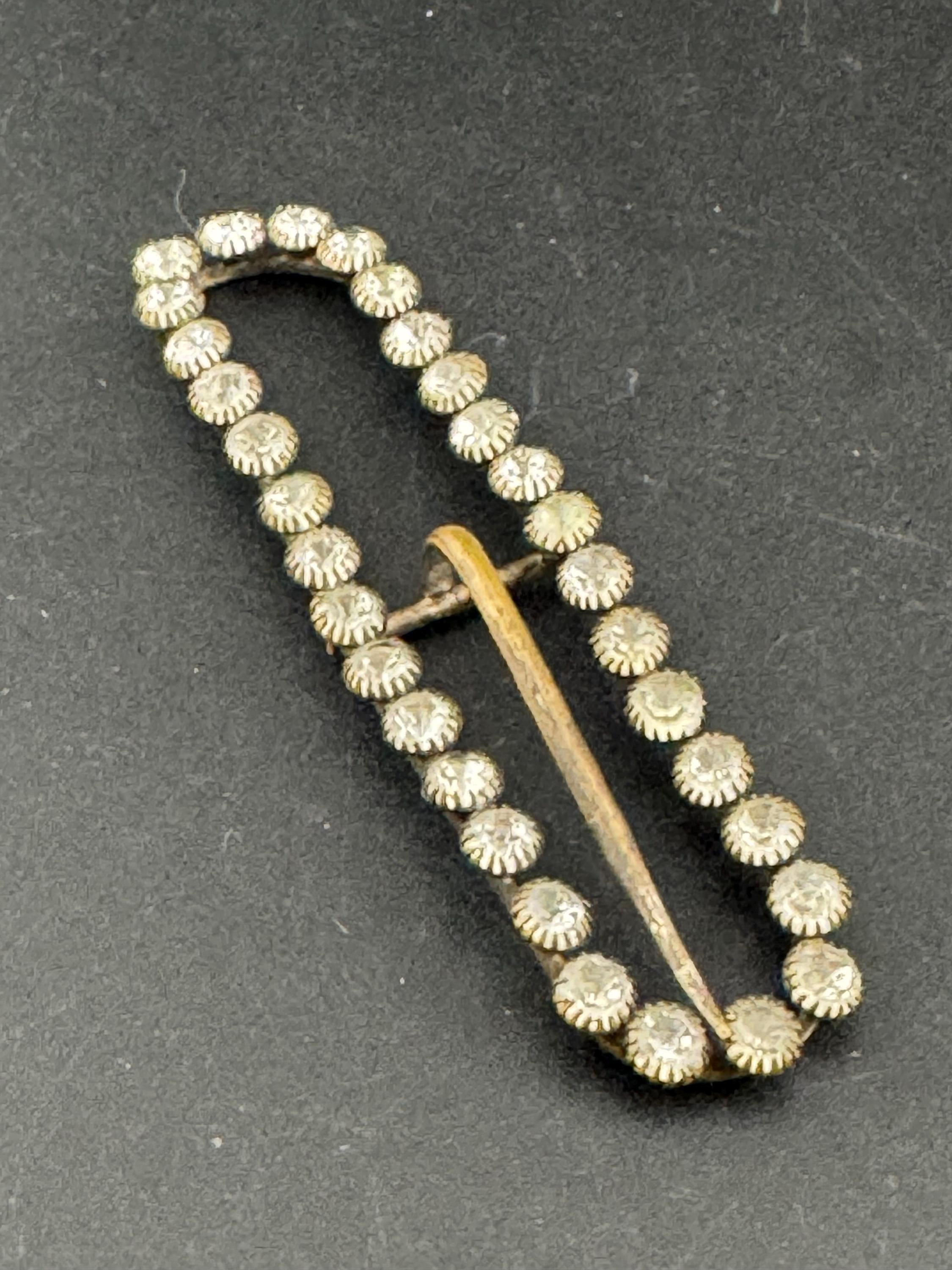 10cm long vintage rectangular Clear Glass Diamanté Belt Buckle one prong
