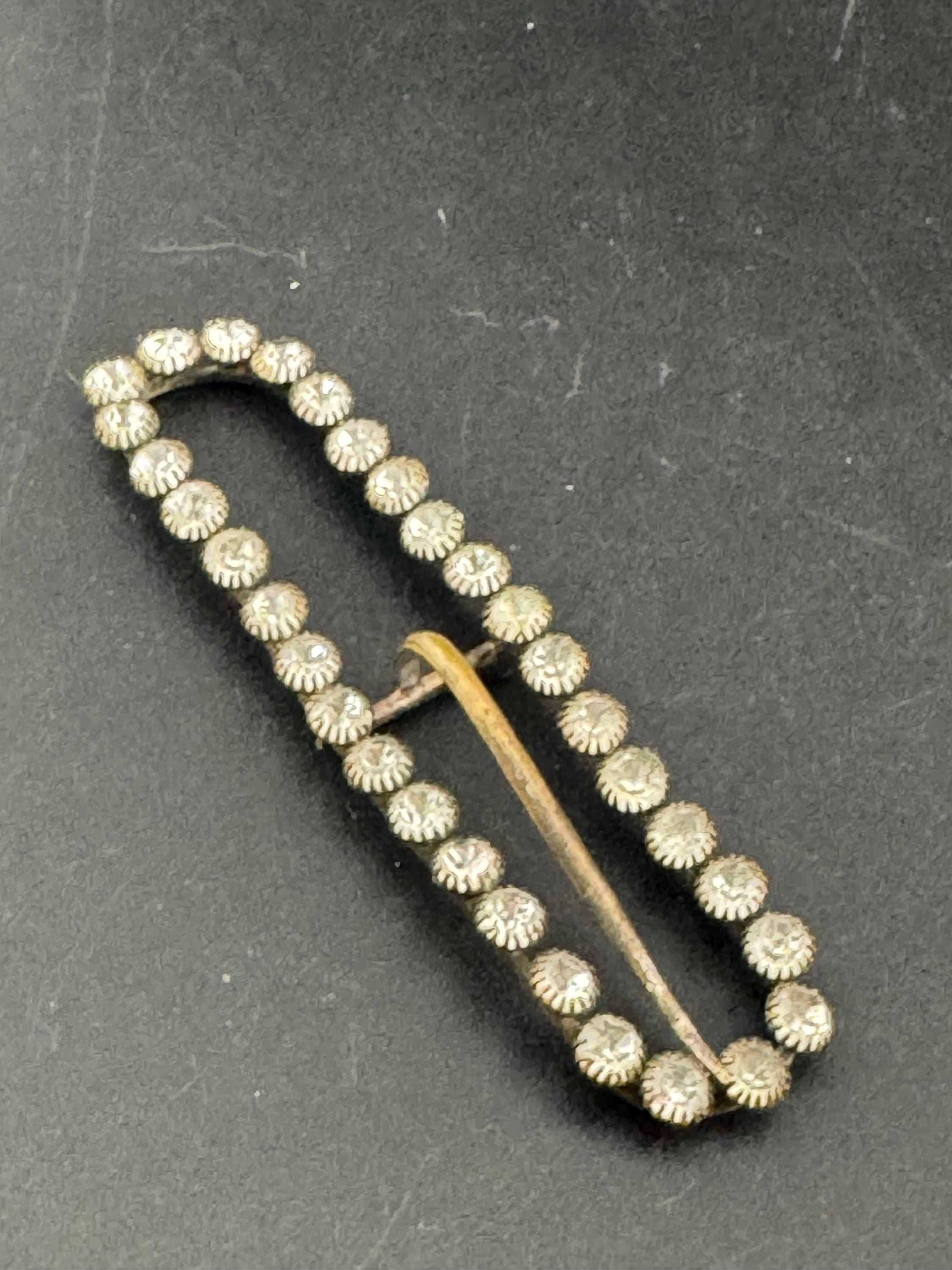 10cm long vintage rectangular Clear Glass Diamanté Belt Buckle one prong