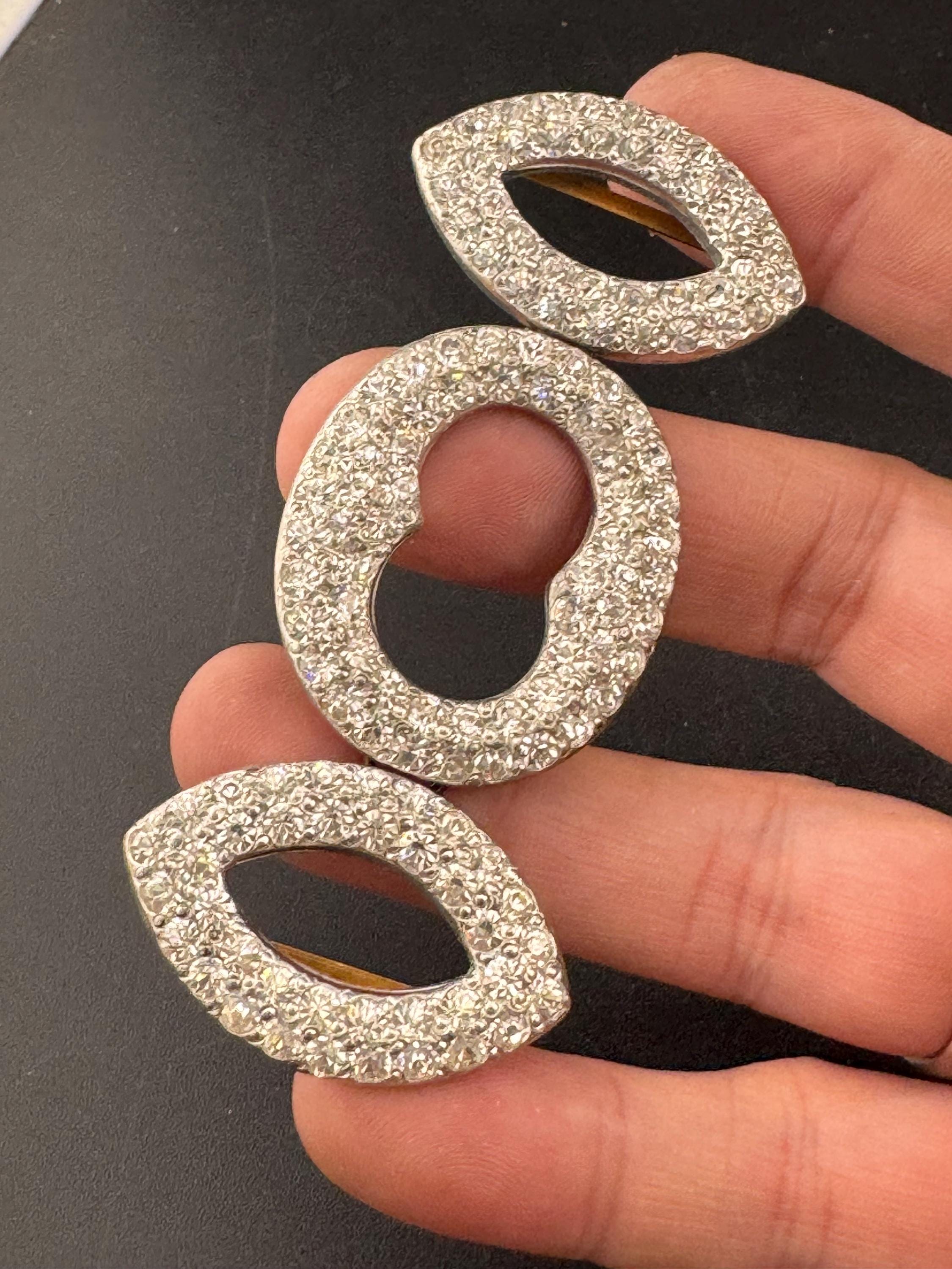 Antique Czech Art Deco 1920s 1930s wide double 2 part Glass Diamante Belt Buckle paste rhinestone  Bridal Wedding Sash Adornment Fitting