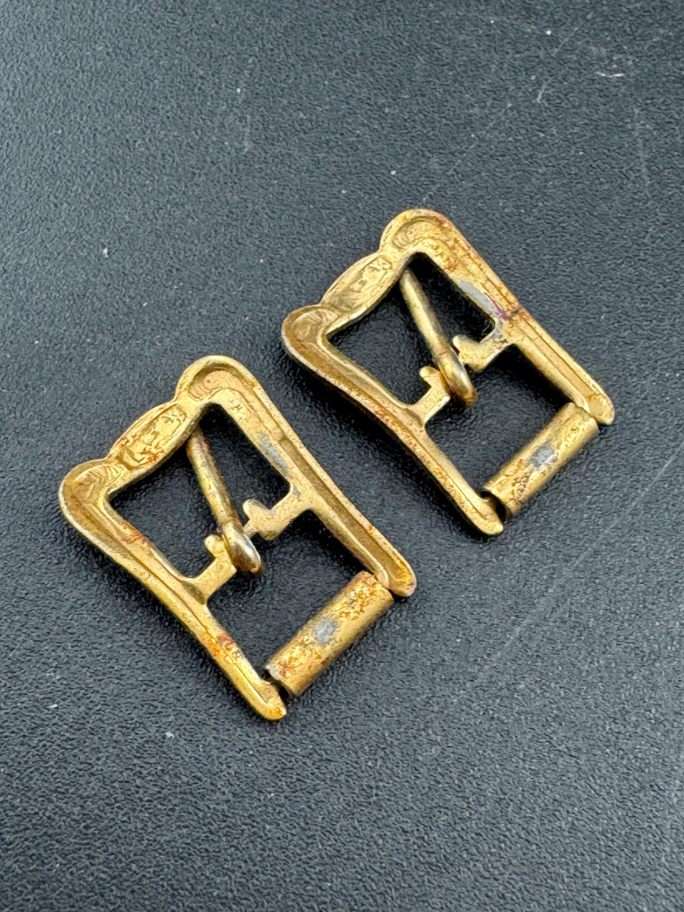 Art Deco Brass Belt Buckles: Vintage Shoe Straps, Steampunk Couture