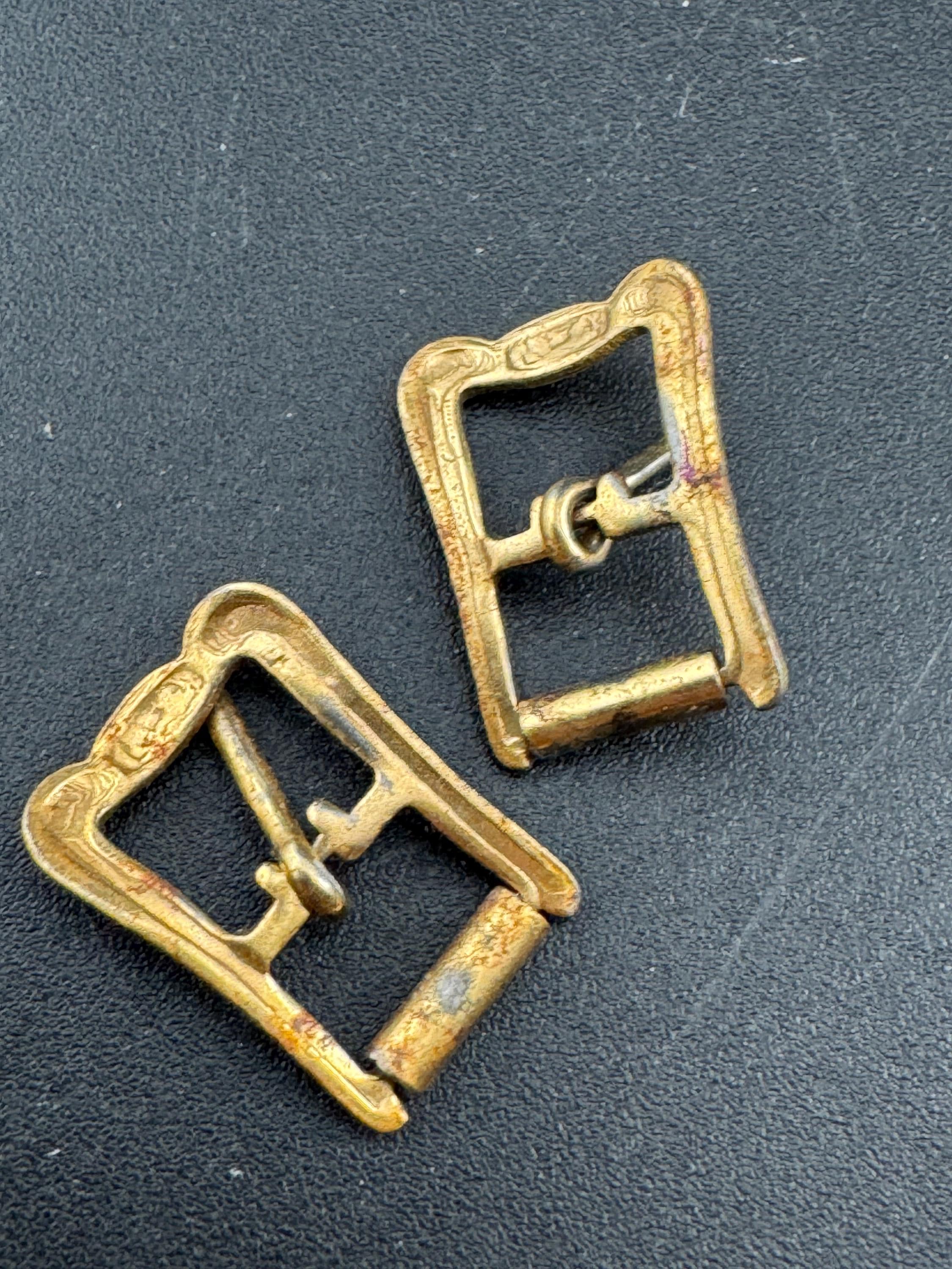 Art Deco Brass Belt Buckles: Vintage Shoe Straps, Steampunk Couture