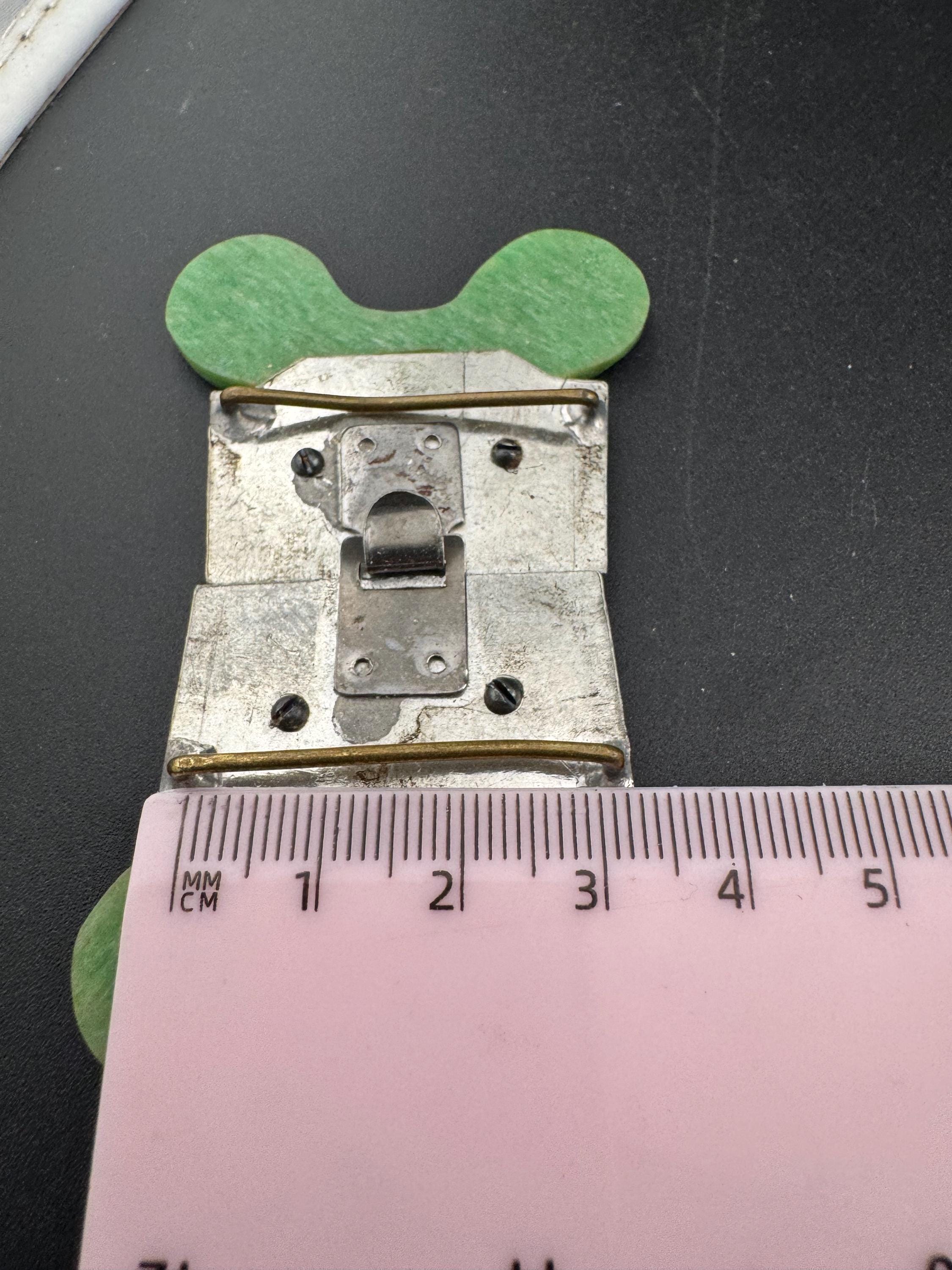 Art Deco Green Bakelite Belt Buckle: Diamanté Nouveau Style