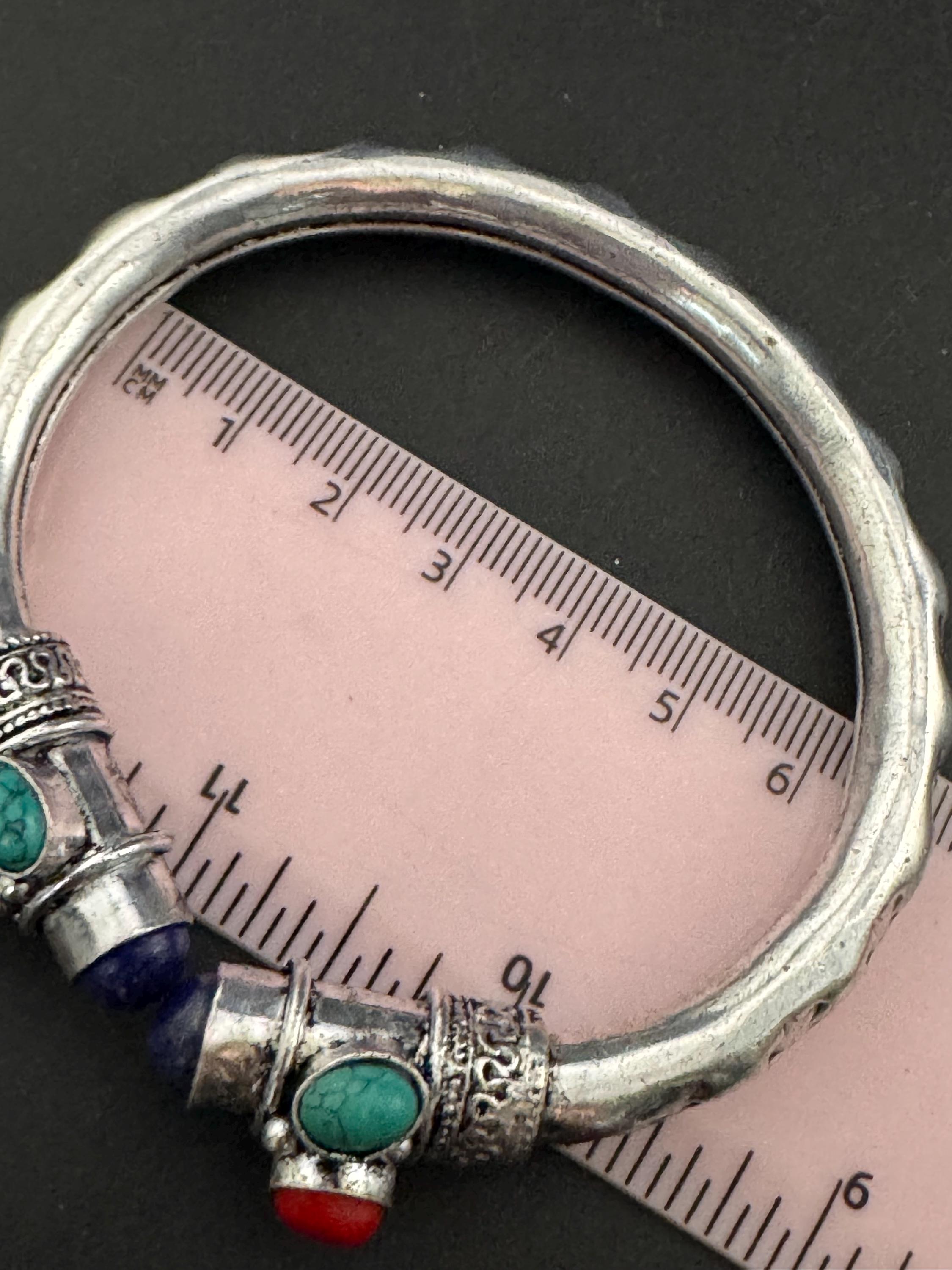 Turquoise blue lapis coral GEMSTONE Bangle silver plated  torque cuff bracelet