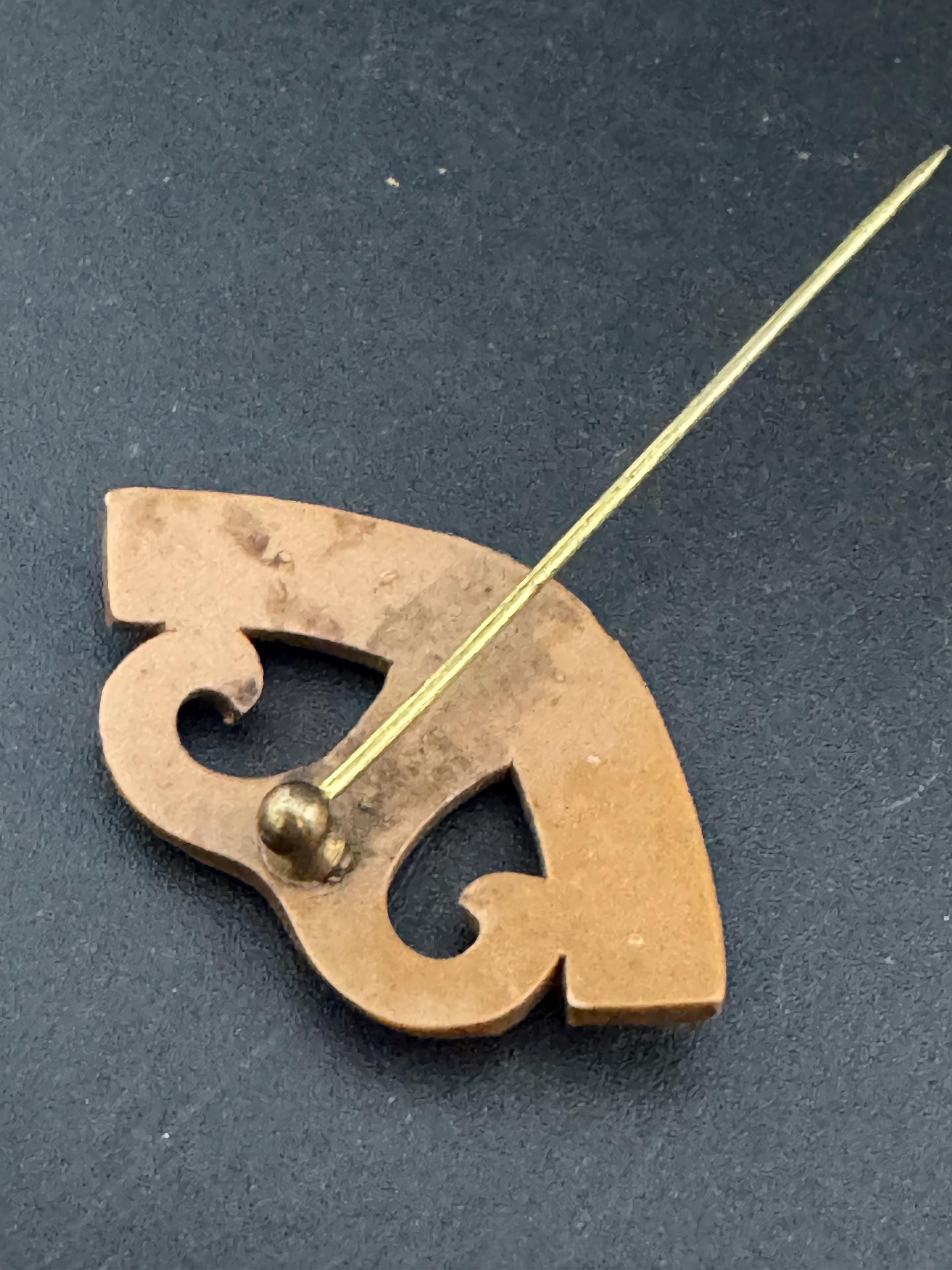 Art Deco Rhinestone Bakelite Hat Pin: 1930s Brown Pique