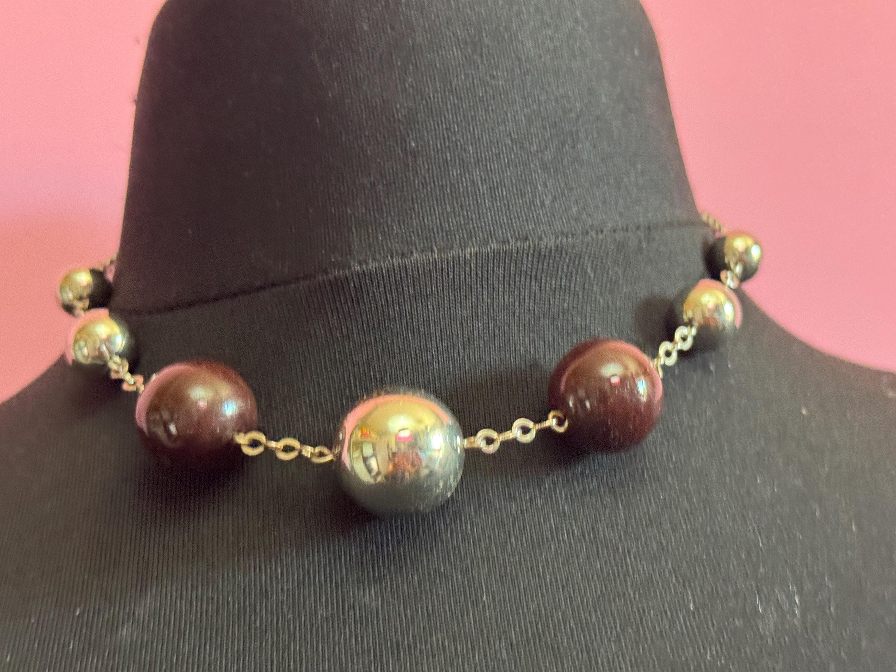 Czech Glass Beaded Necklace: Art Deco Chrome Silver, 1920s Style