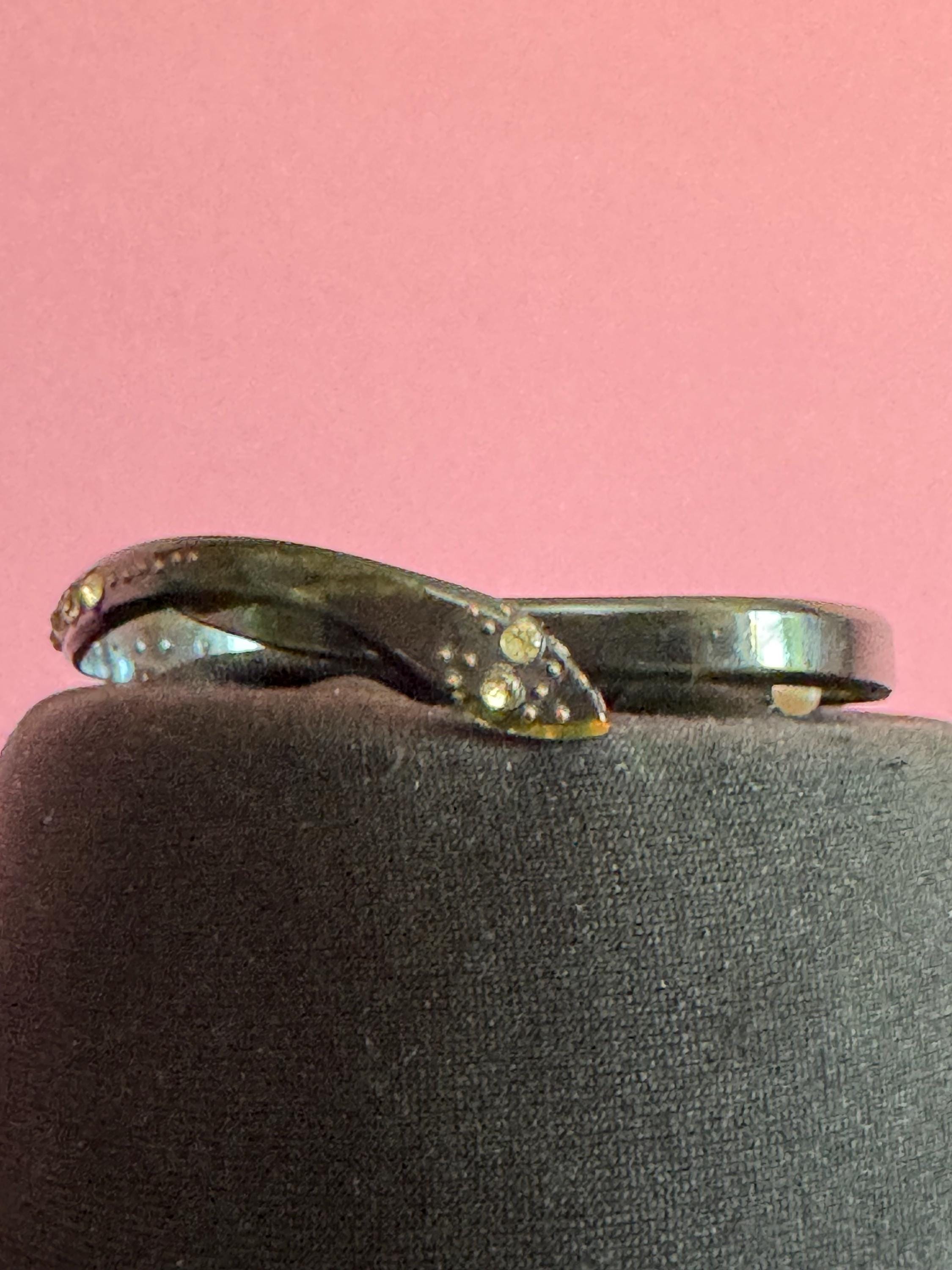Antique Art Deco Galalith Snake Bangle: Diamante Paste, Celluloid Plastic