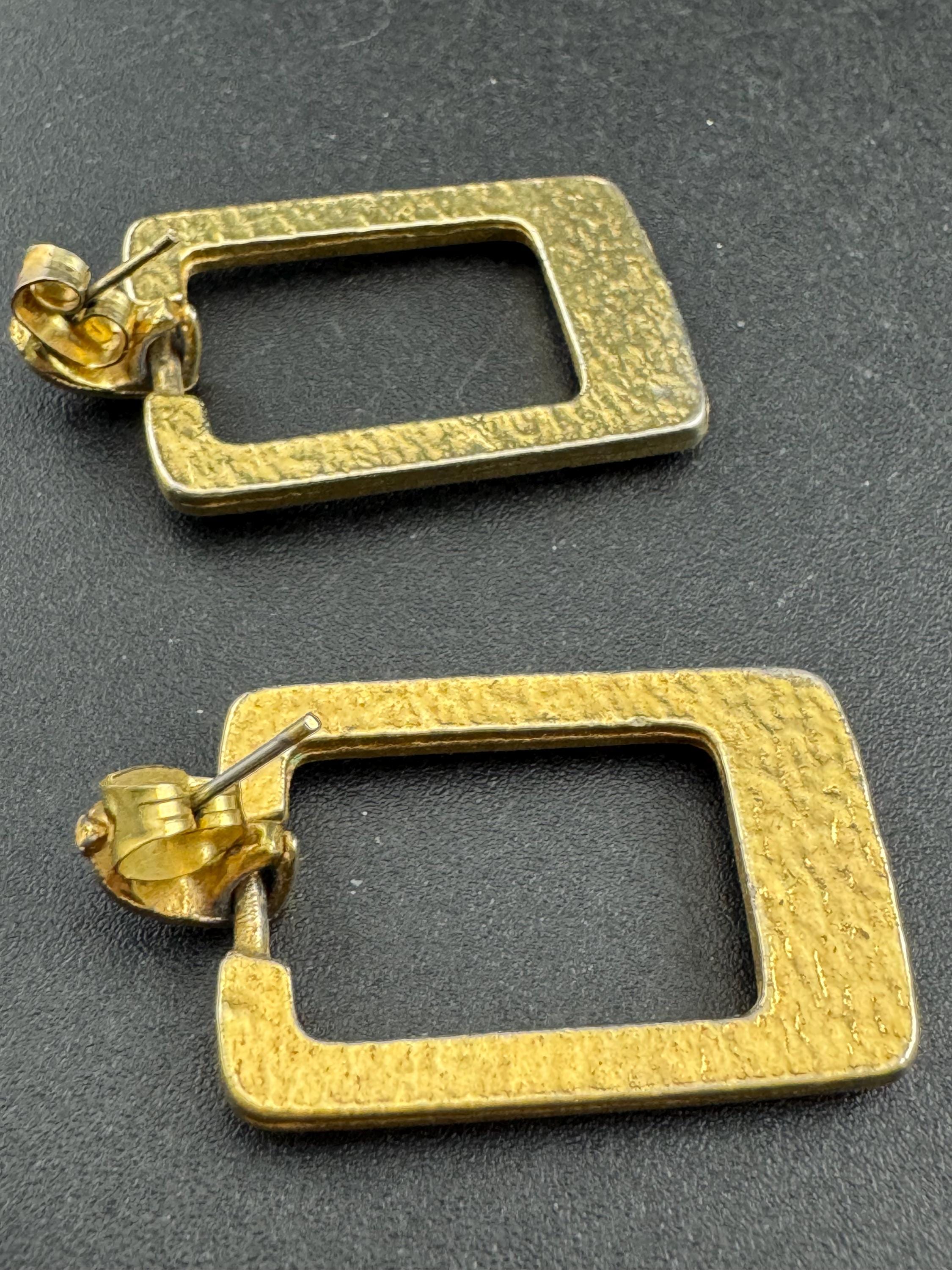 Vintage purple enamel door knocker drop earrings for pierced ears