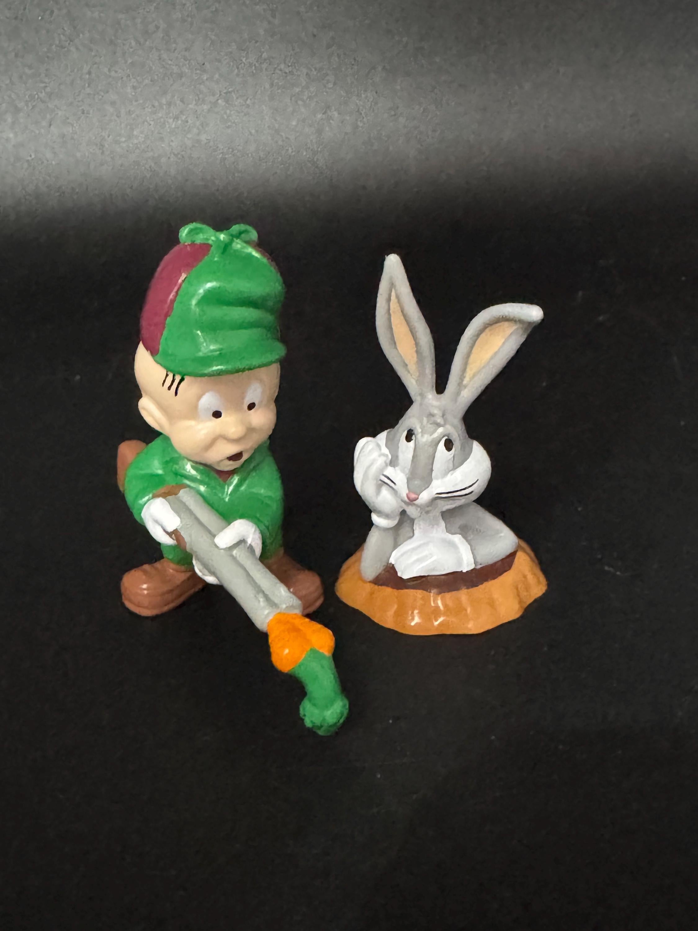 Retro Elmer Fudd and bugs bunny reusable plastic cake topper decoration 2 pieces
