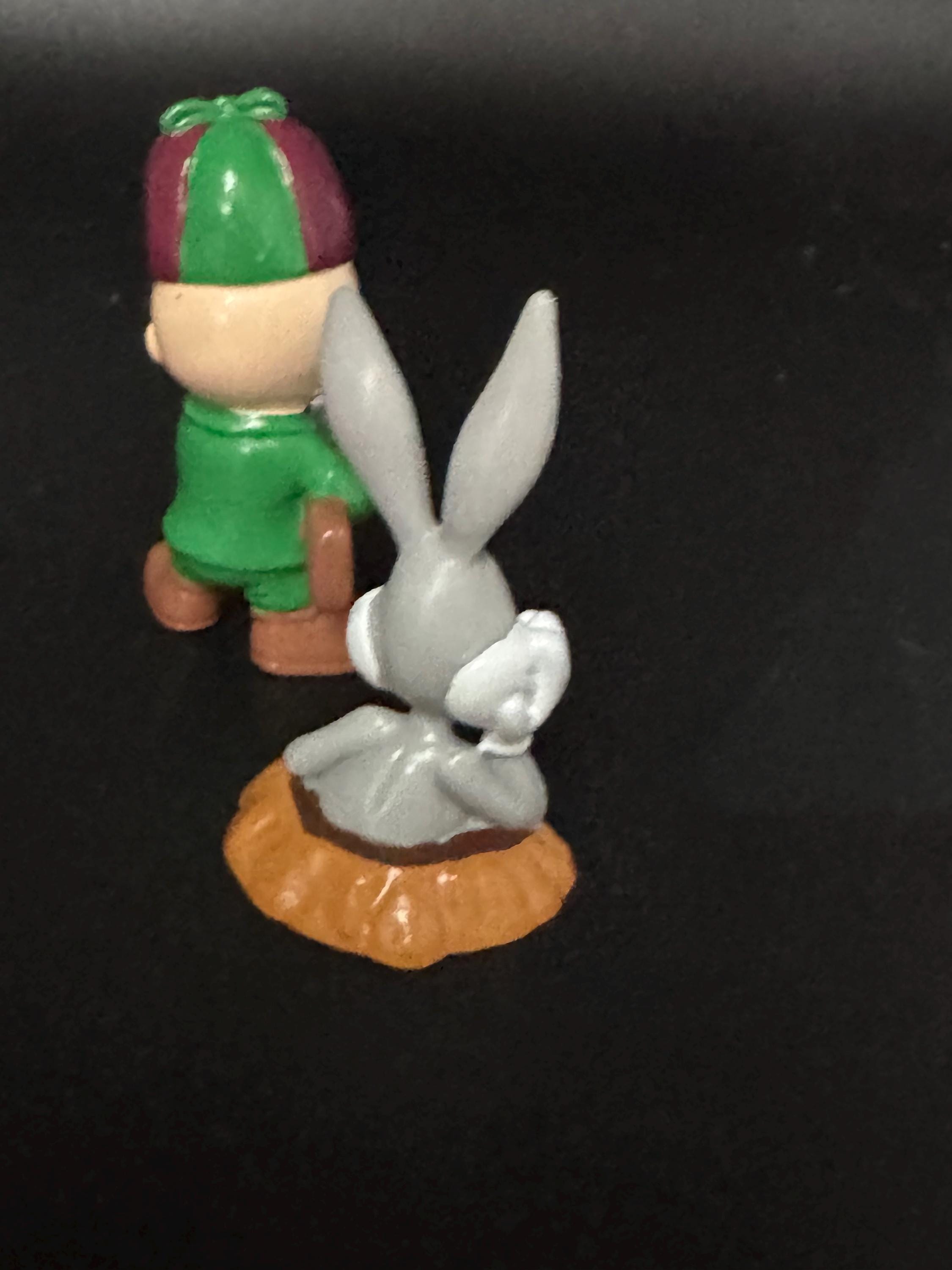 Retro Elmer Fudd and bugs bunny reusable plastic cake topper decoration 2 pieces