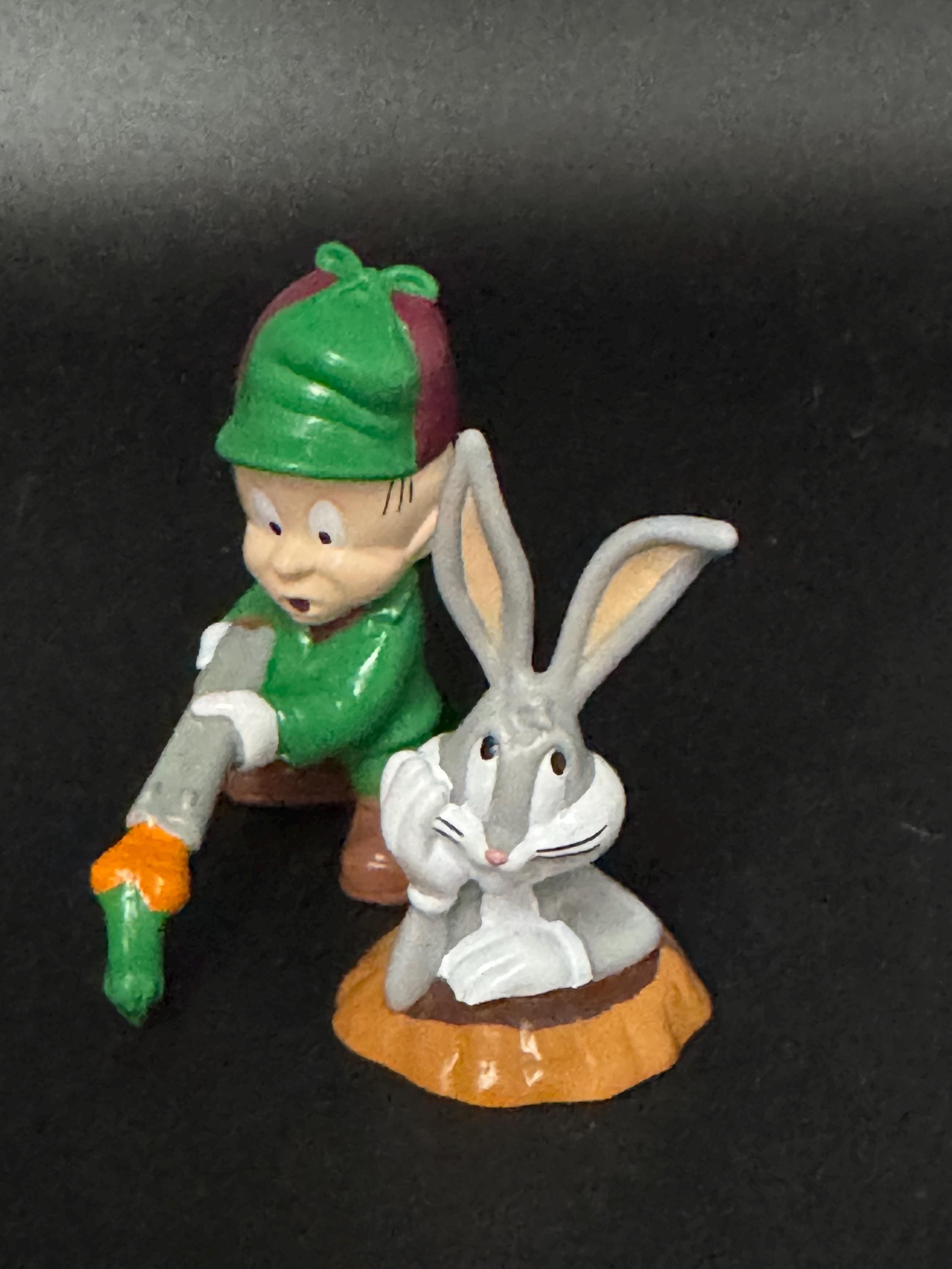 Retro Elmer Fudd and bugs bunny reusable plastic cake topper decoration 2 pieces