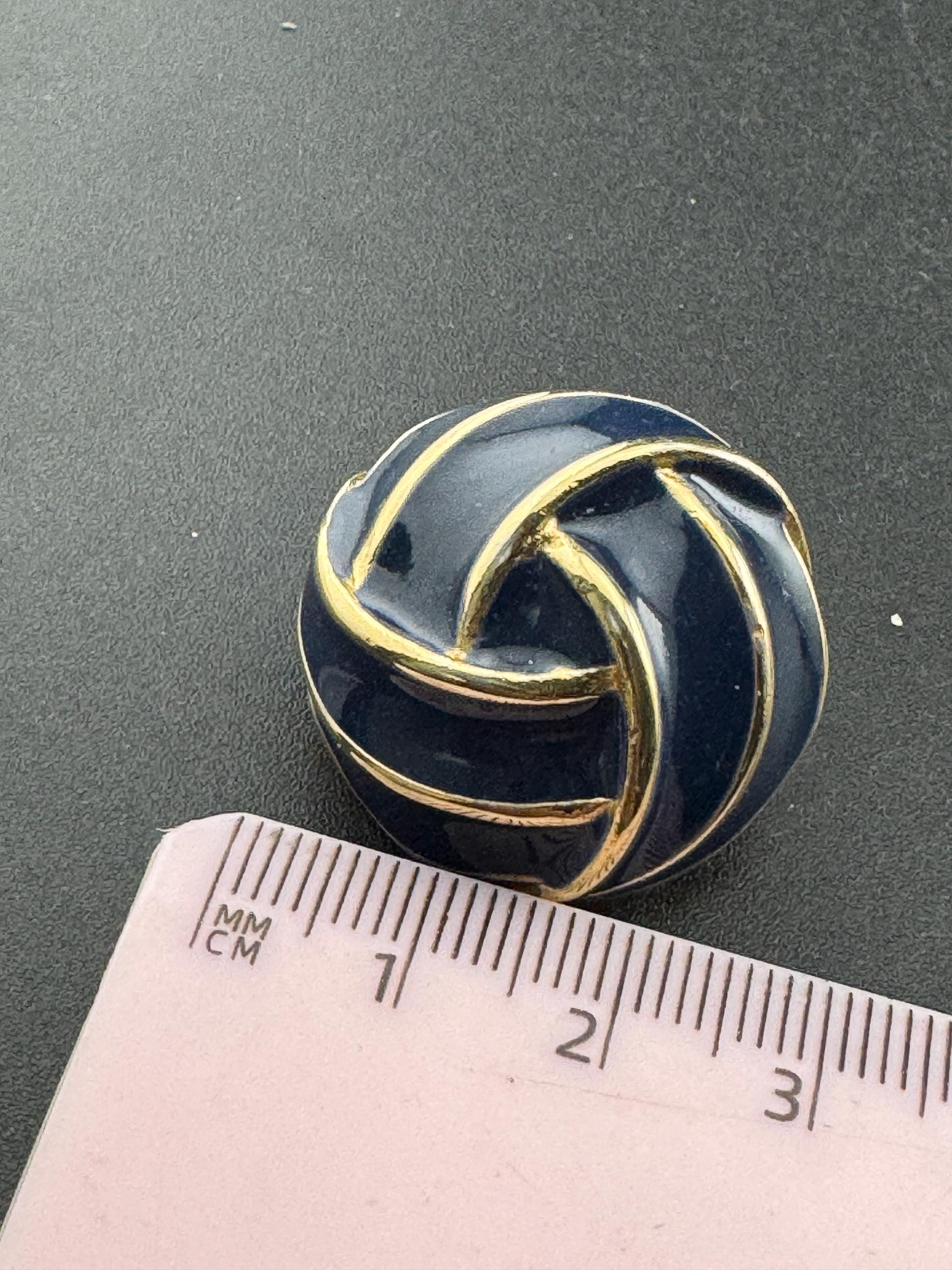 Vintage blue enamel clip on stud swirl earrings gold tone