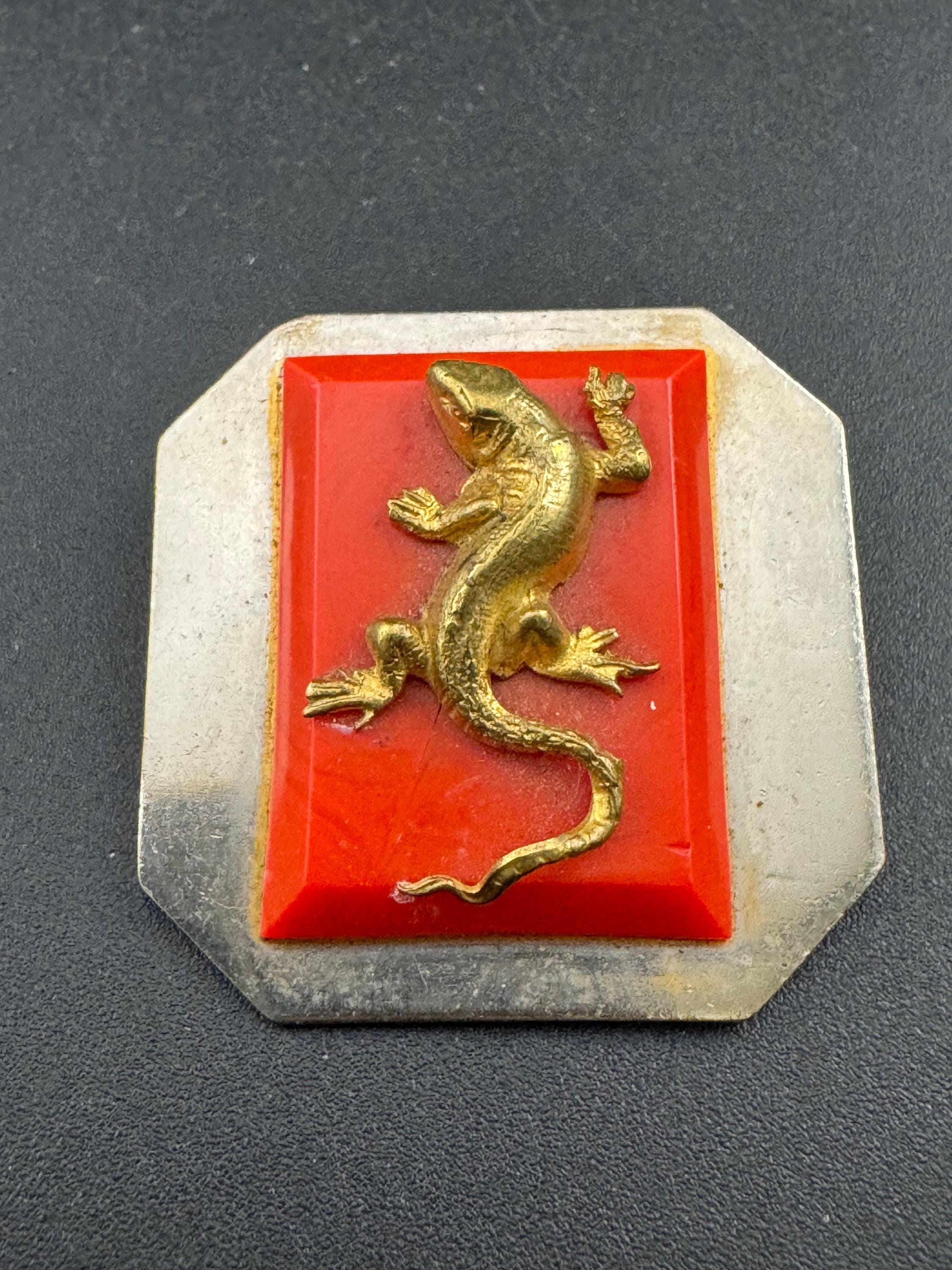 Vintage Galalith Lizard Brooch: French Jean Painlevé Style