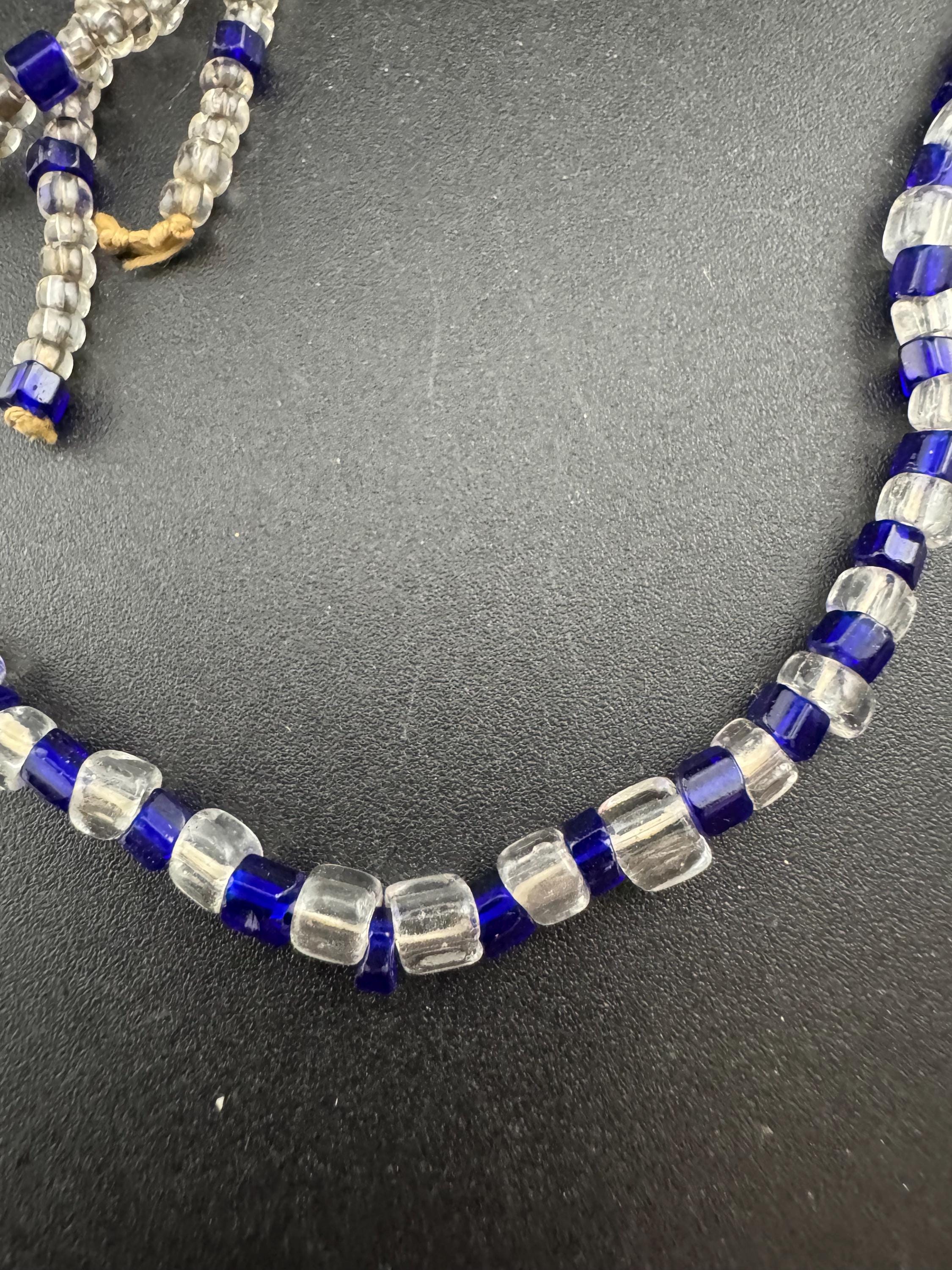 Art Deco Cobalt Blue Glass Beaded Flapper Necklace: 1920s Style
