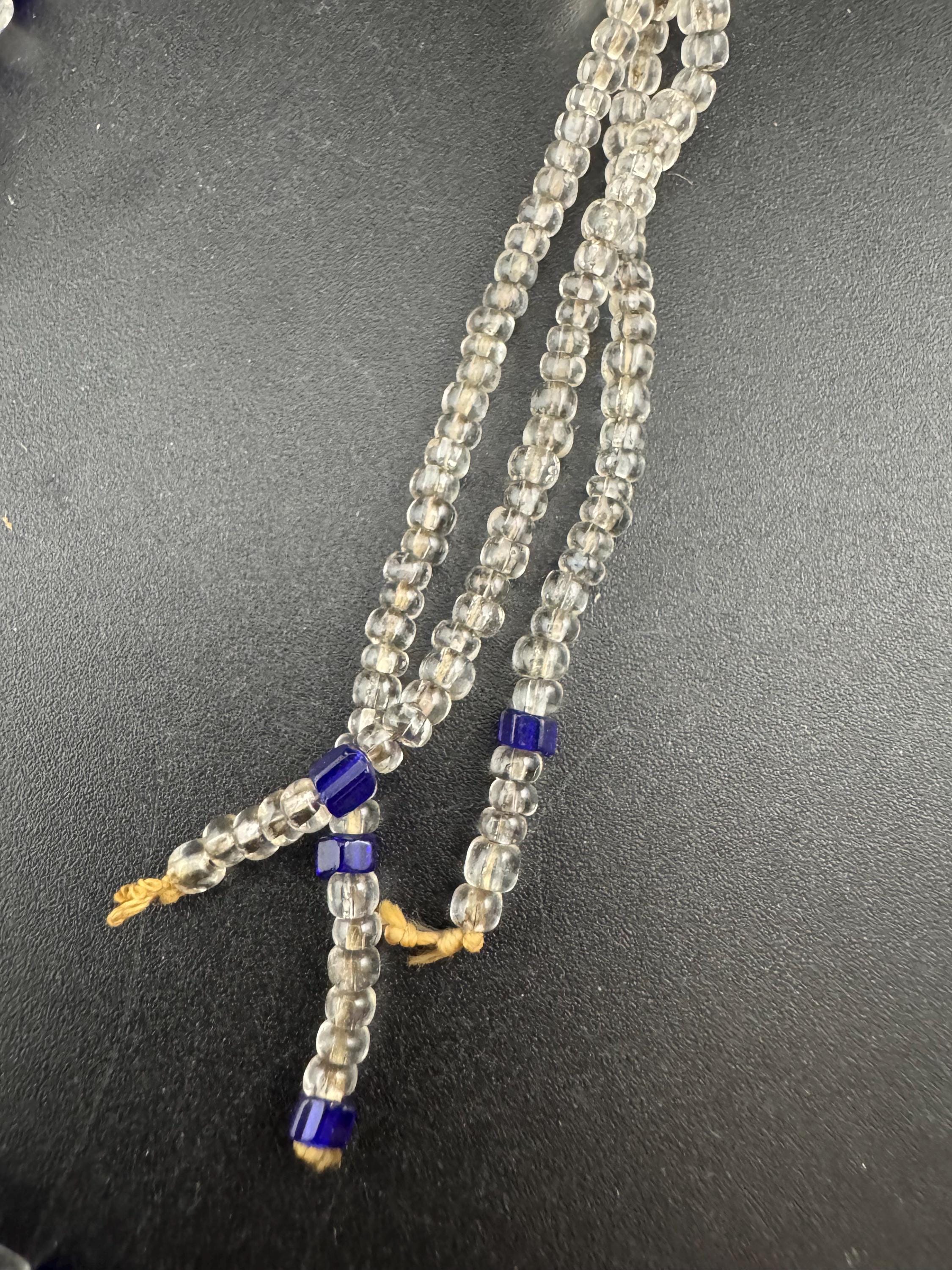 Art Deco Cobalt Blue Glass Beaded Flapper Necklace: 1920s Style