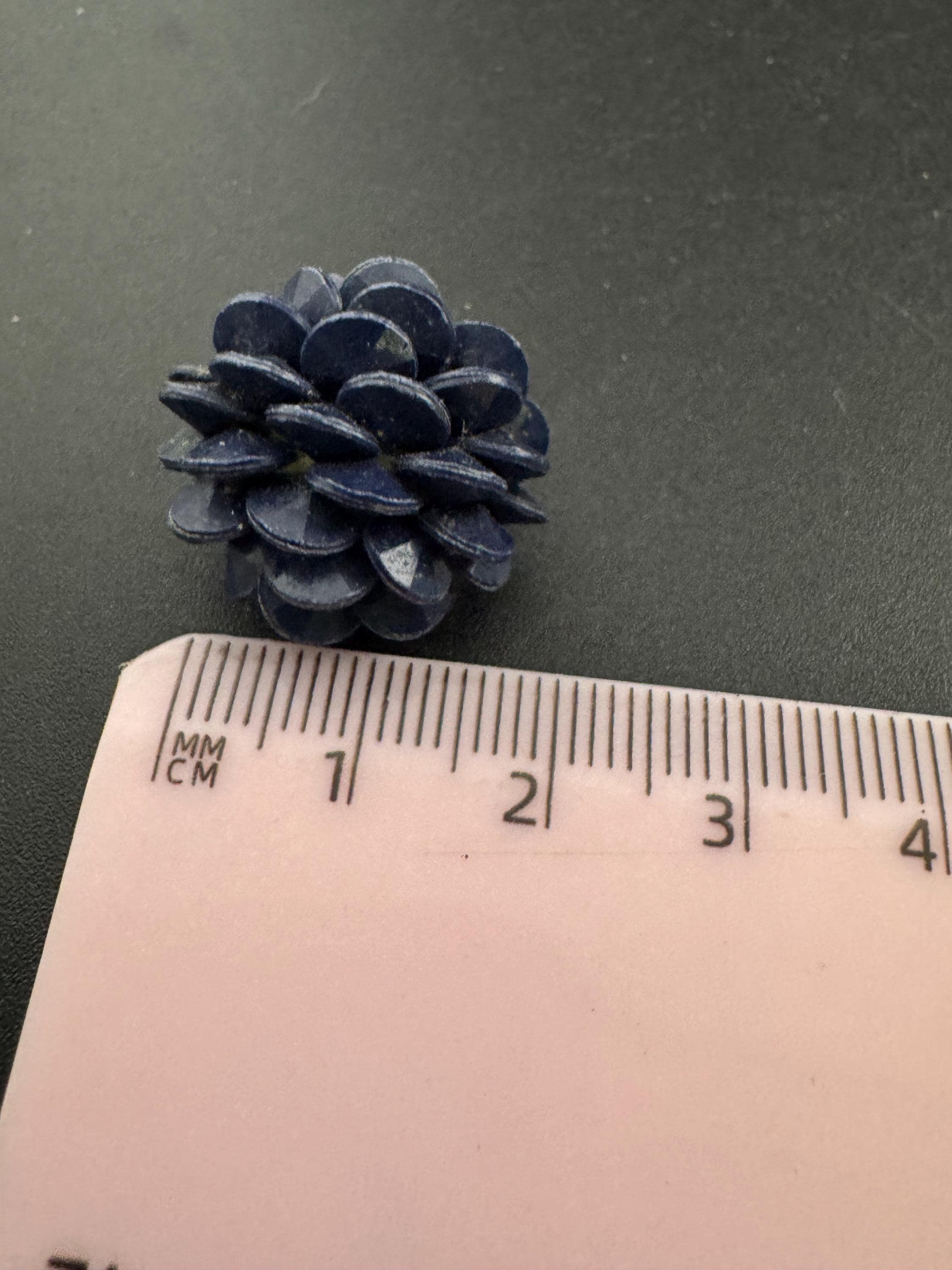 Vintage west Germany dark blue floral plastic beaded Cluster Clip On Earrings