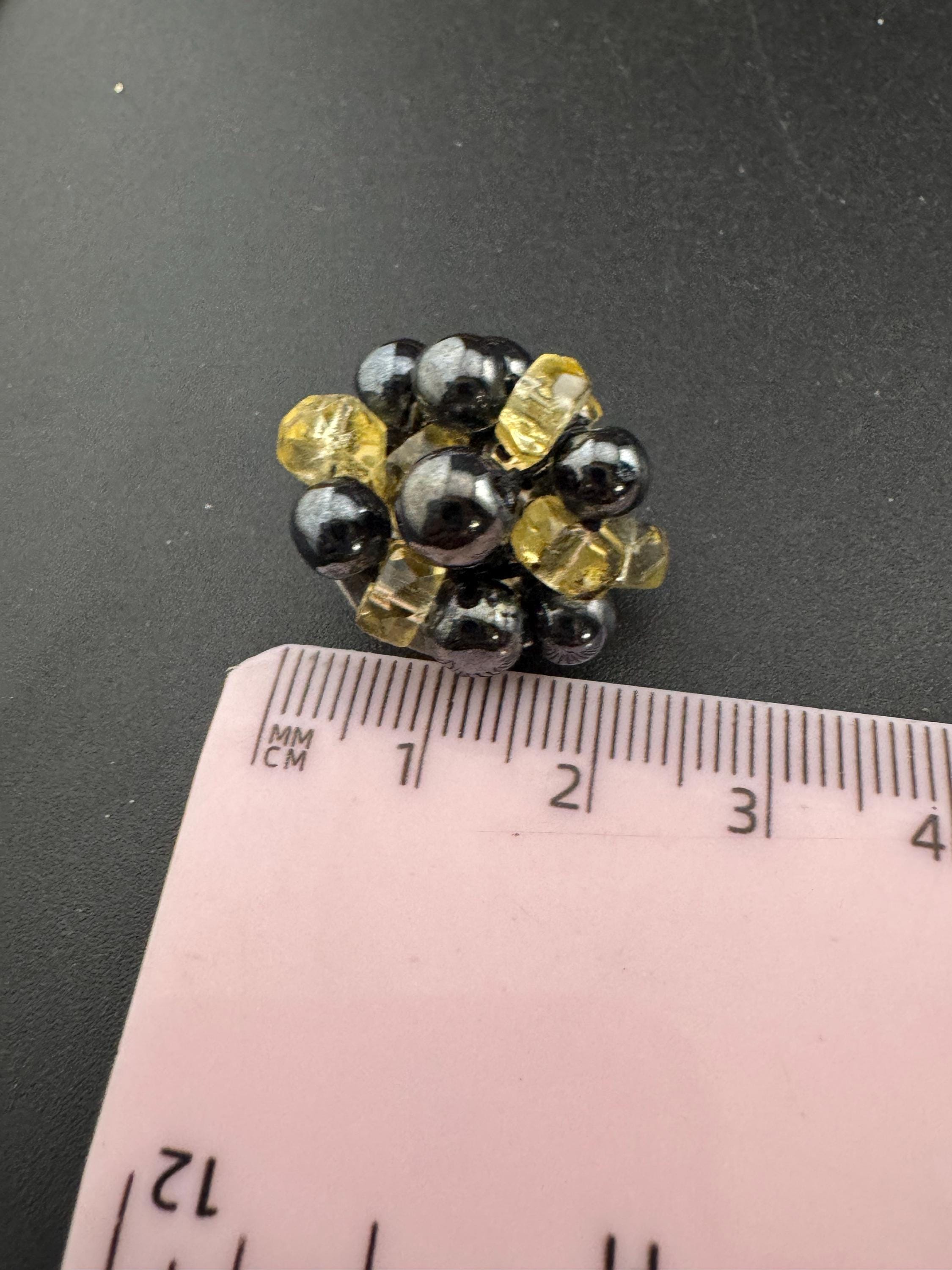 Vintage West Germany Glass Beaded Clip On Earrings: 1940s-50s Cluster