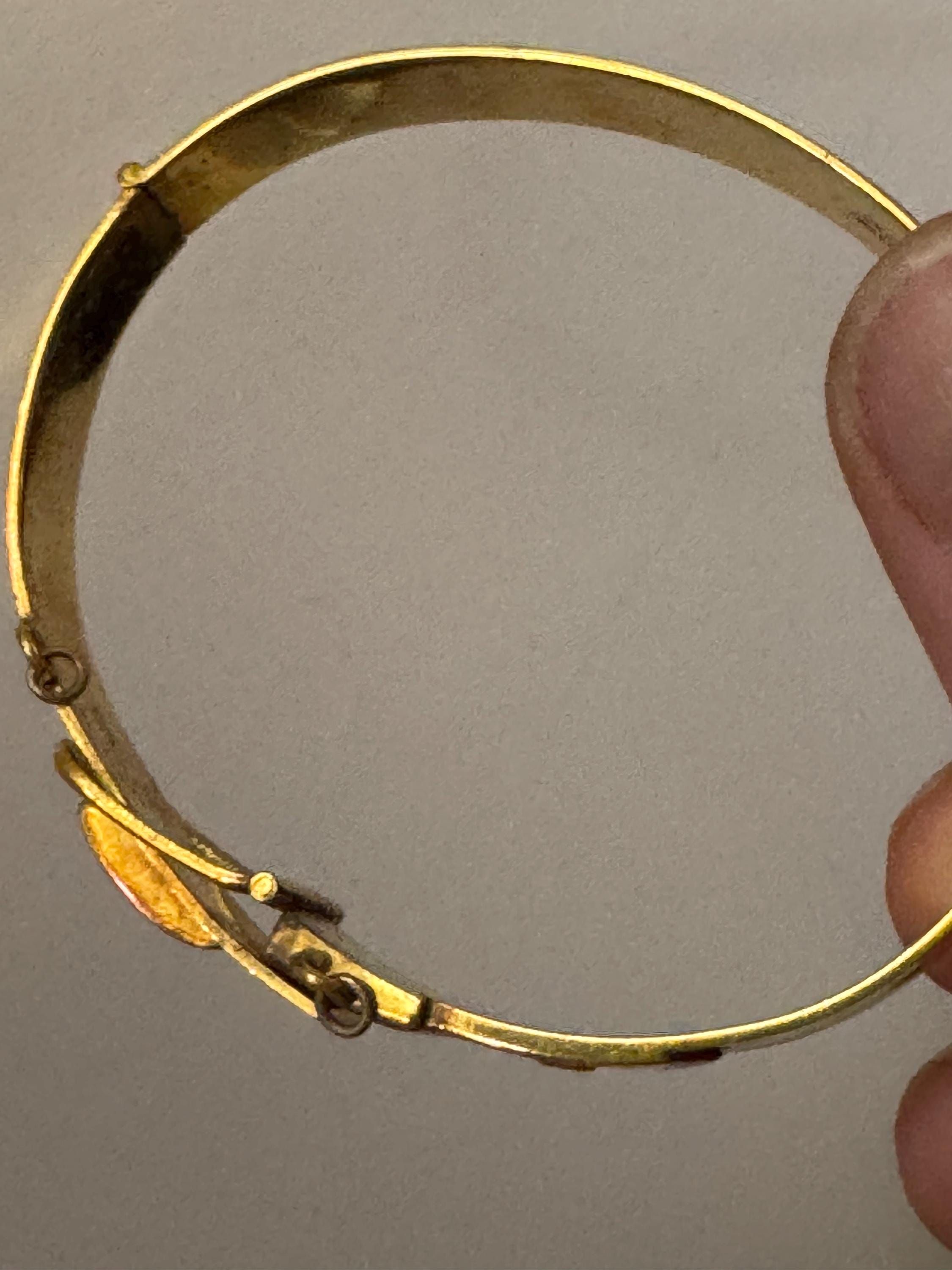 Vintage English Rolled gold etched floral bangle 15mm at widest
