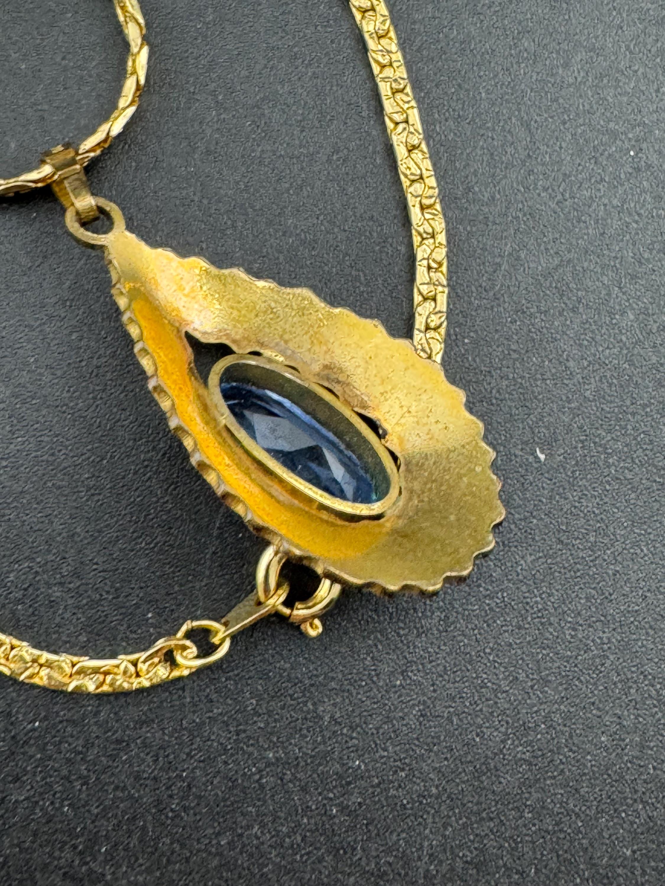 Andreas Daub Rolled Gold Modernist Pendant: Aquamarine Gemstone, 42cm Chain