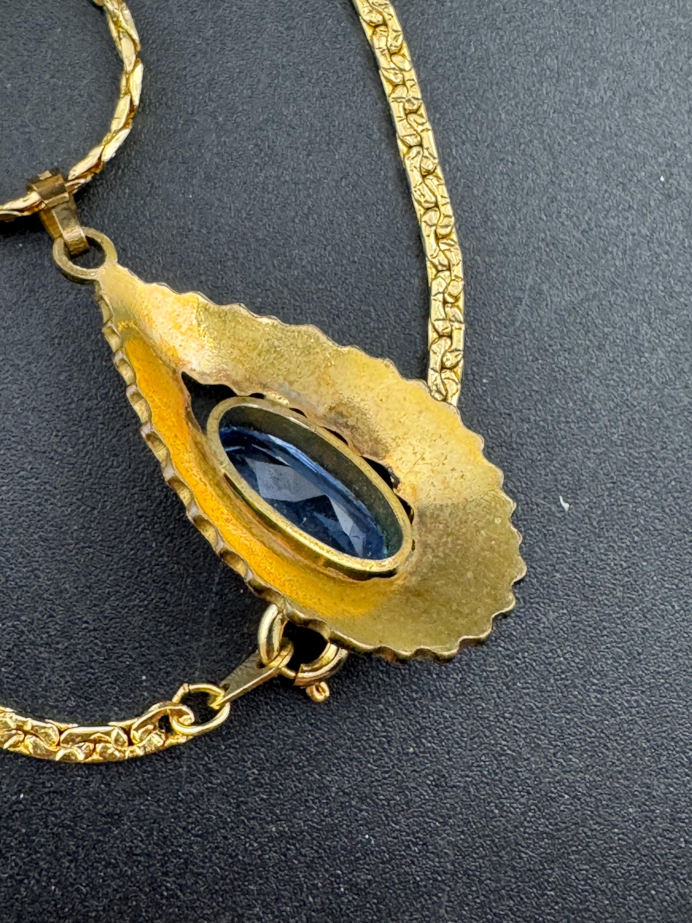 Andreas Daub Rolled Gold Modernist Pendant: Aquamarine Gemstone, 42cm Chain