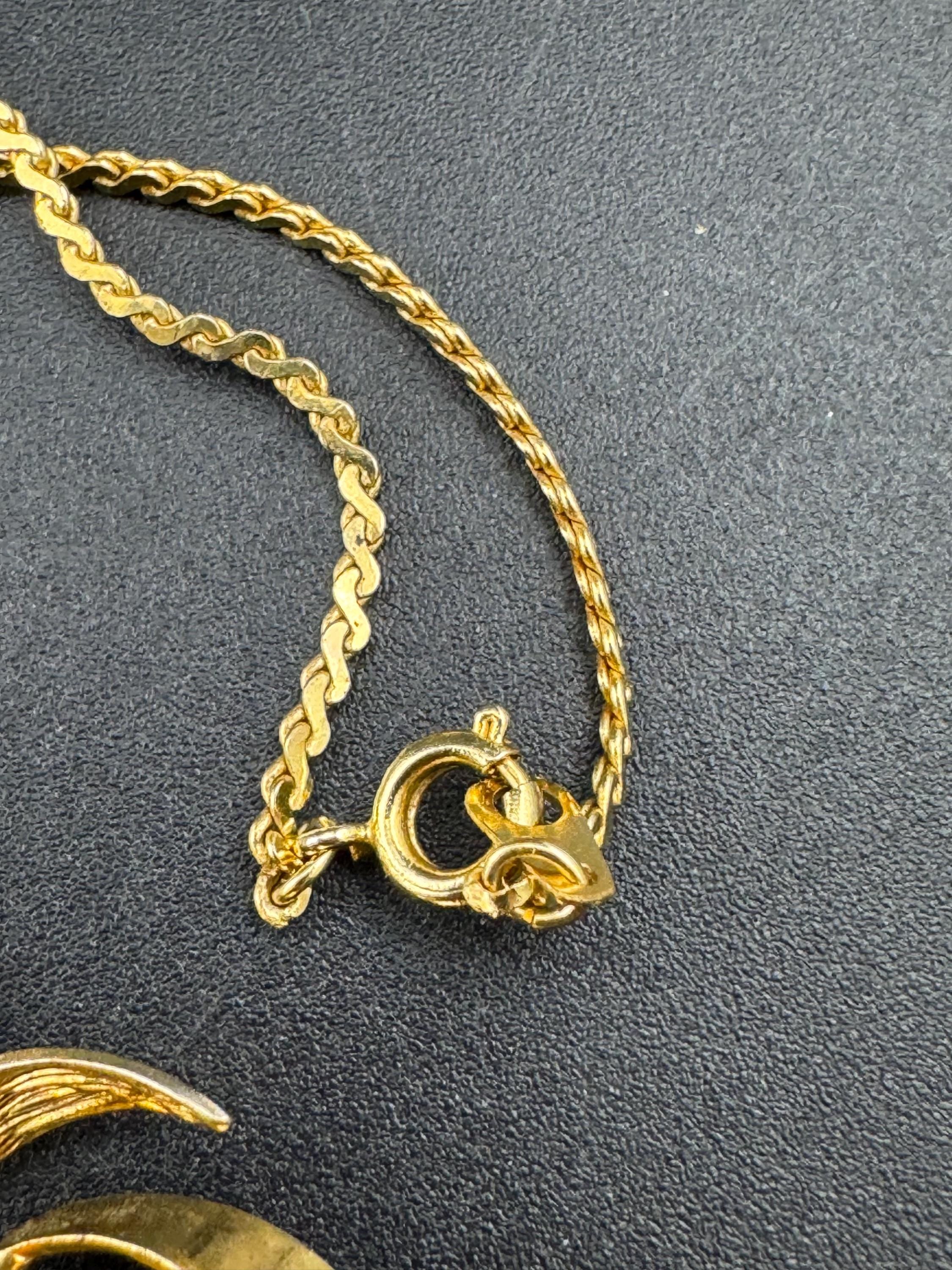 Modernist mid century gold plated carnelian gemstone pendant necklace on a 48cm serpentine  chain