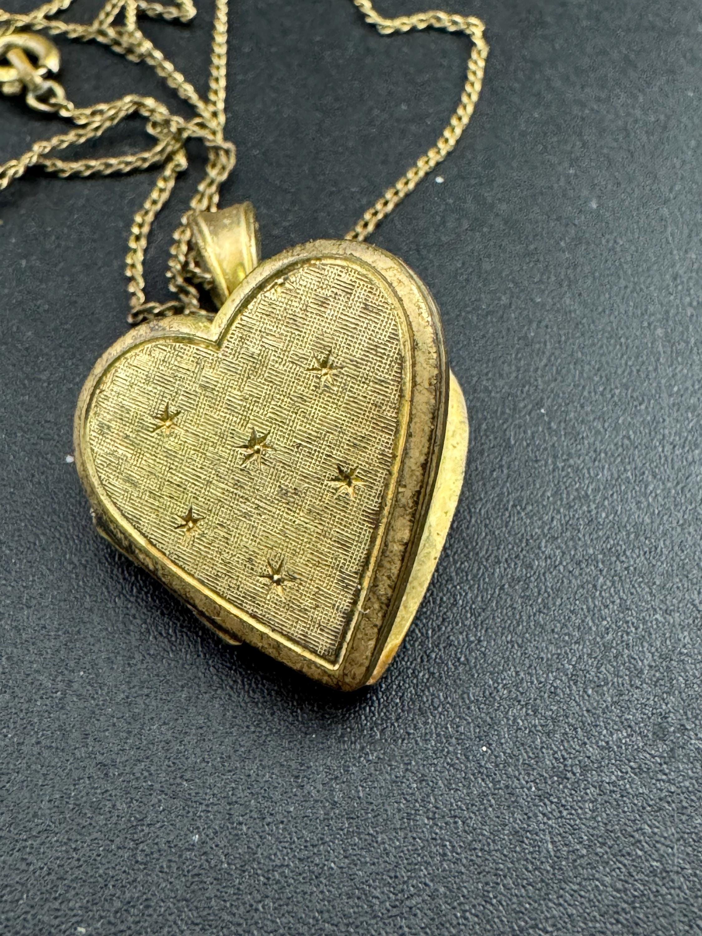 Vintage Rolled Gold Heart Locket Necklace: Engraved Andreas Daub, 58cm Chain