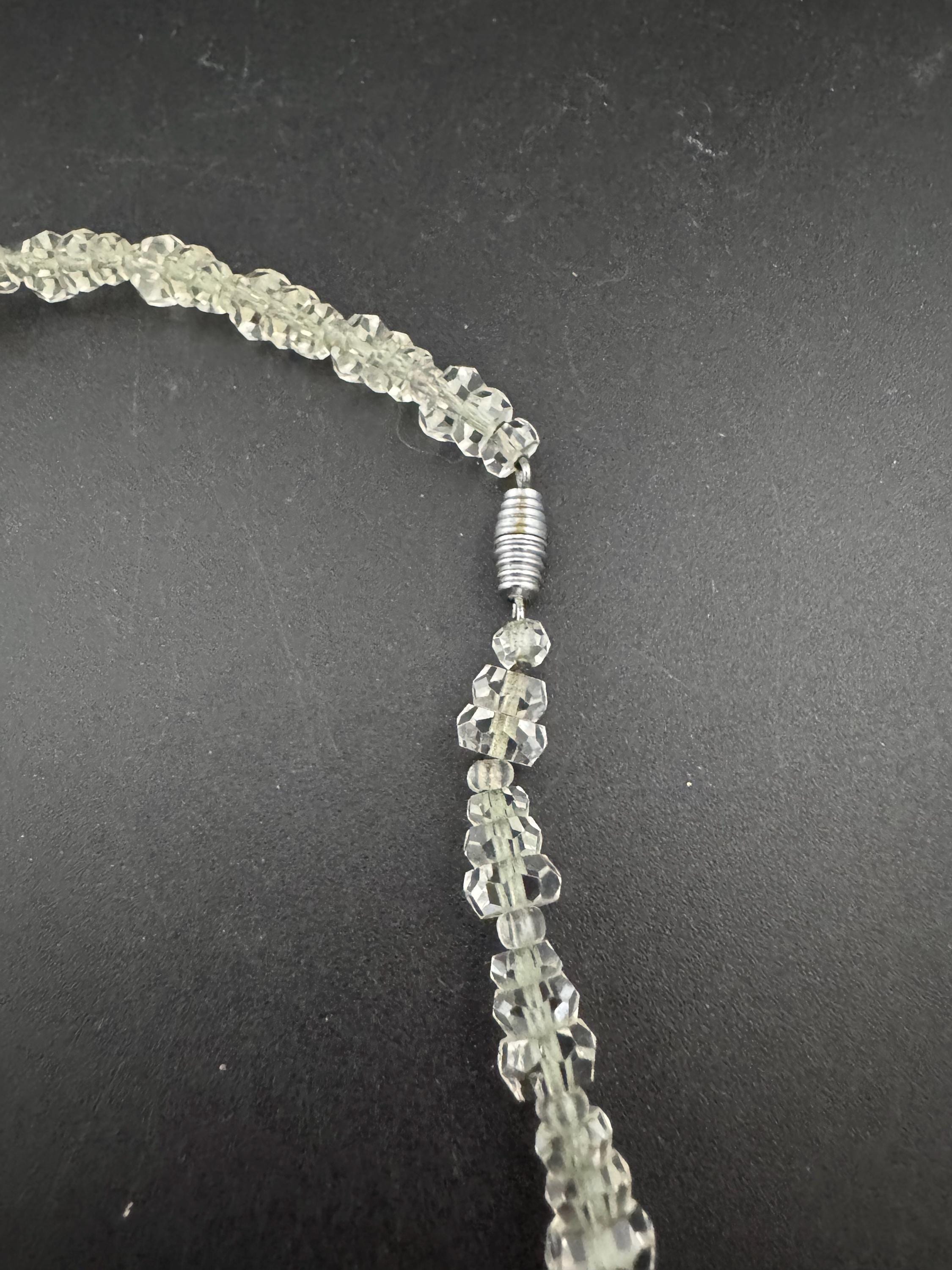 Vintage Art Deco clear cut glass Crystal beaded necklace 43cm 1930s