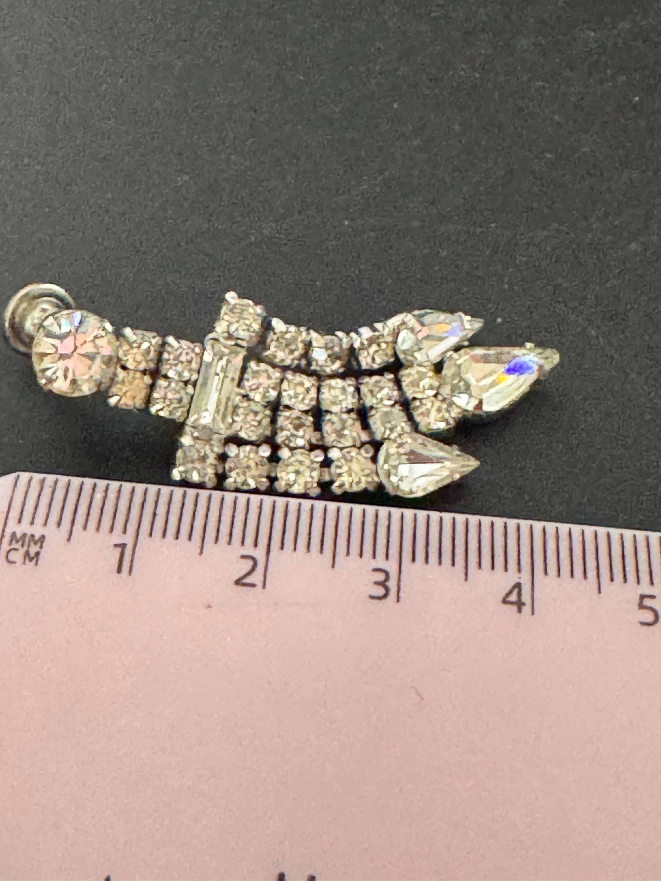 Vintage Clear Diamanté Drop Paste Clip On Earrings screw back