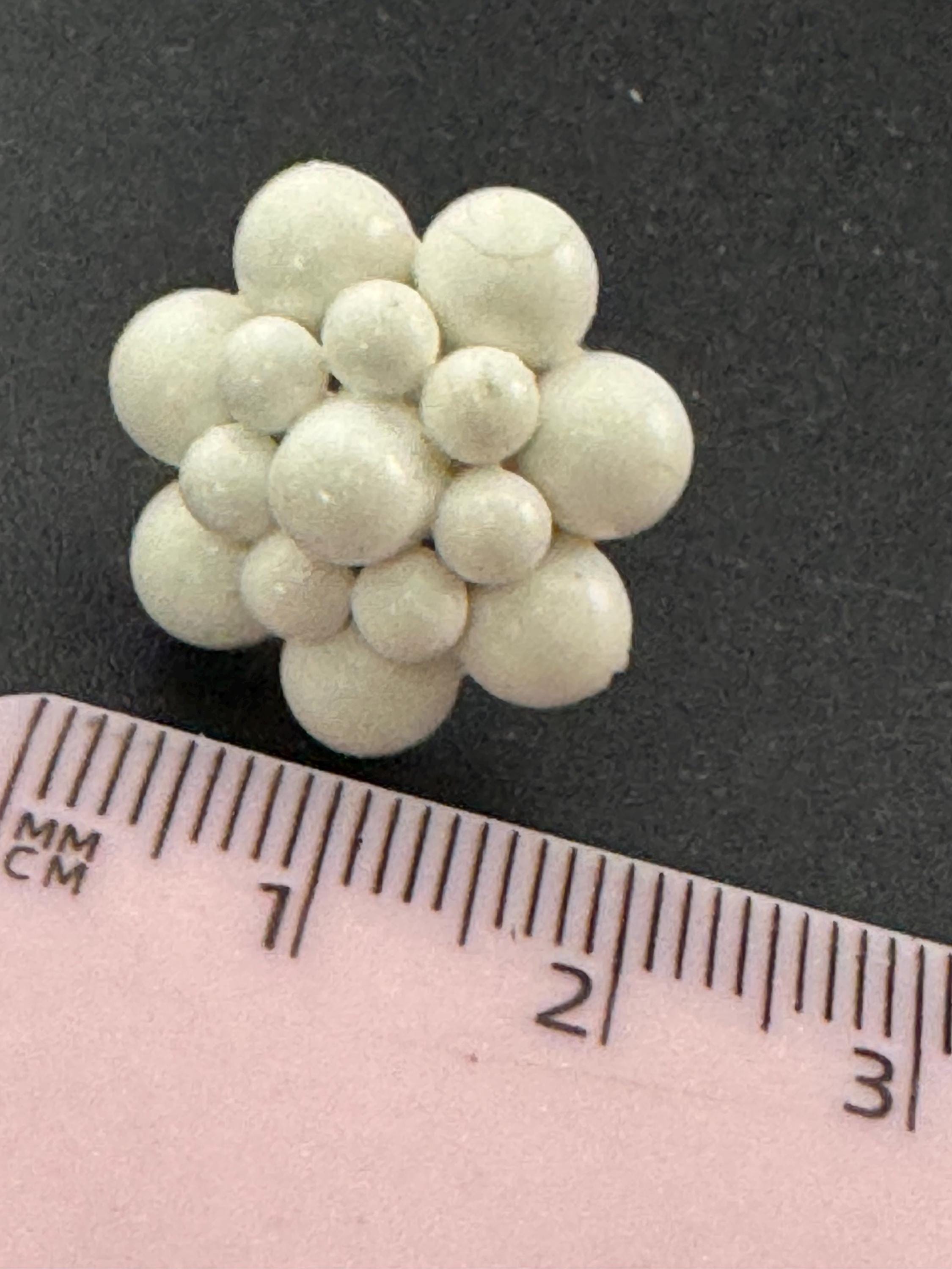 Vintage early plastic white floral screw back clip on earrings art deco