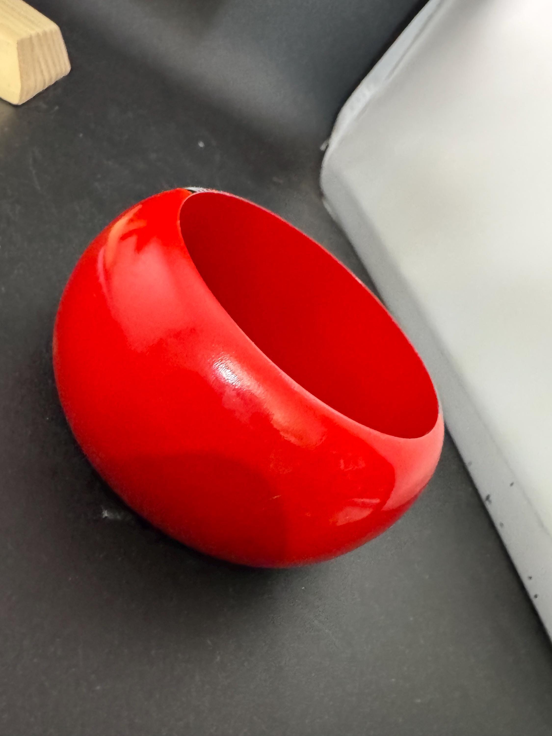 colourful bright red Aztec print wooden wide cuff bangle bracelet stacking layering Vintage