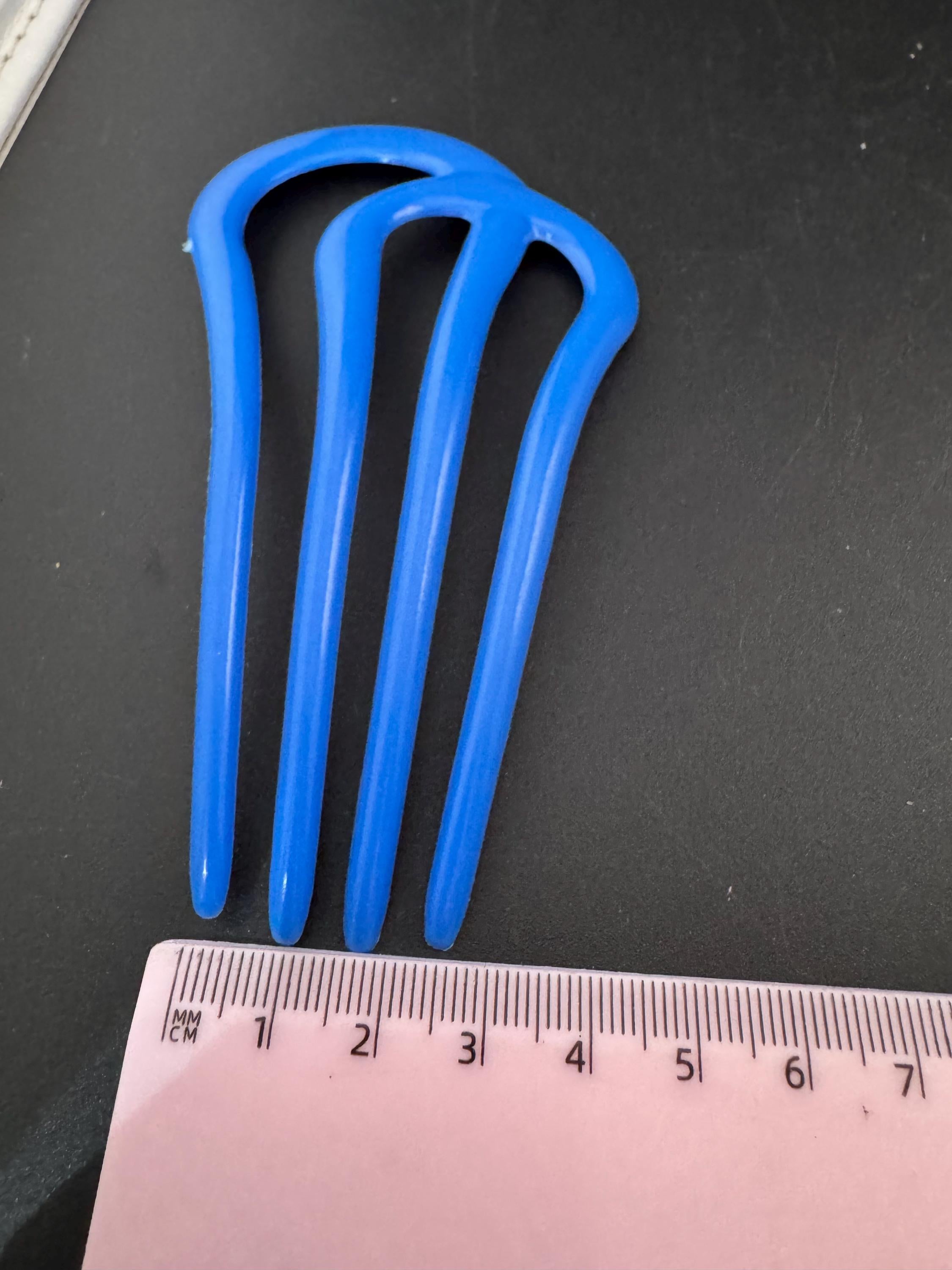 Vintage Blue Celluloid Chignon Bun Pin Hair Comb: Retro Bridal Style